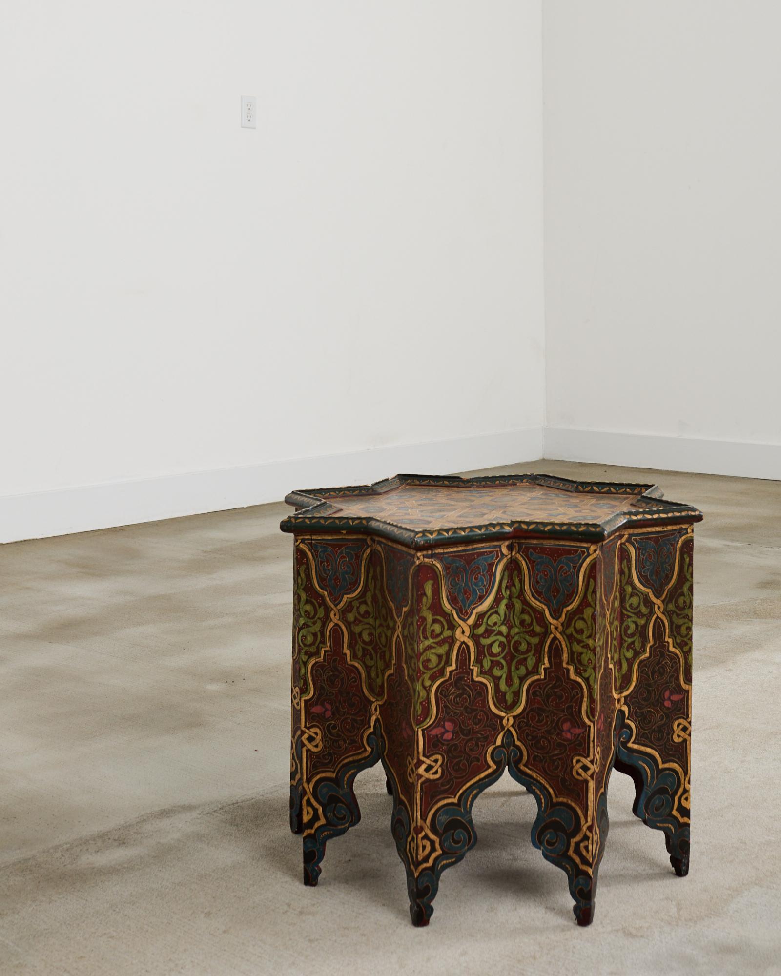 Moorish Islamic Star Shaped Polychrome Drink Table 2