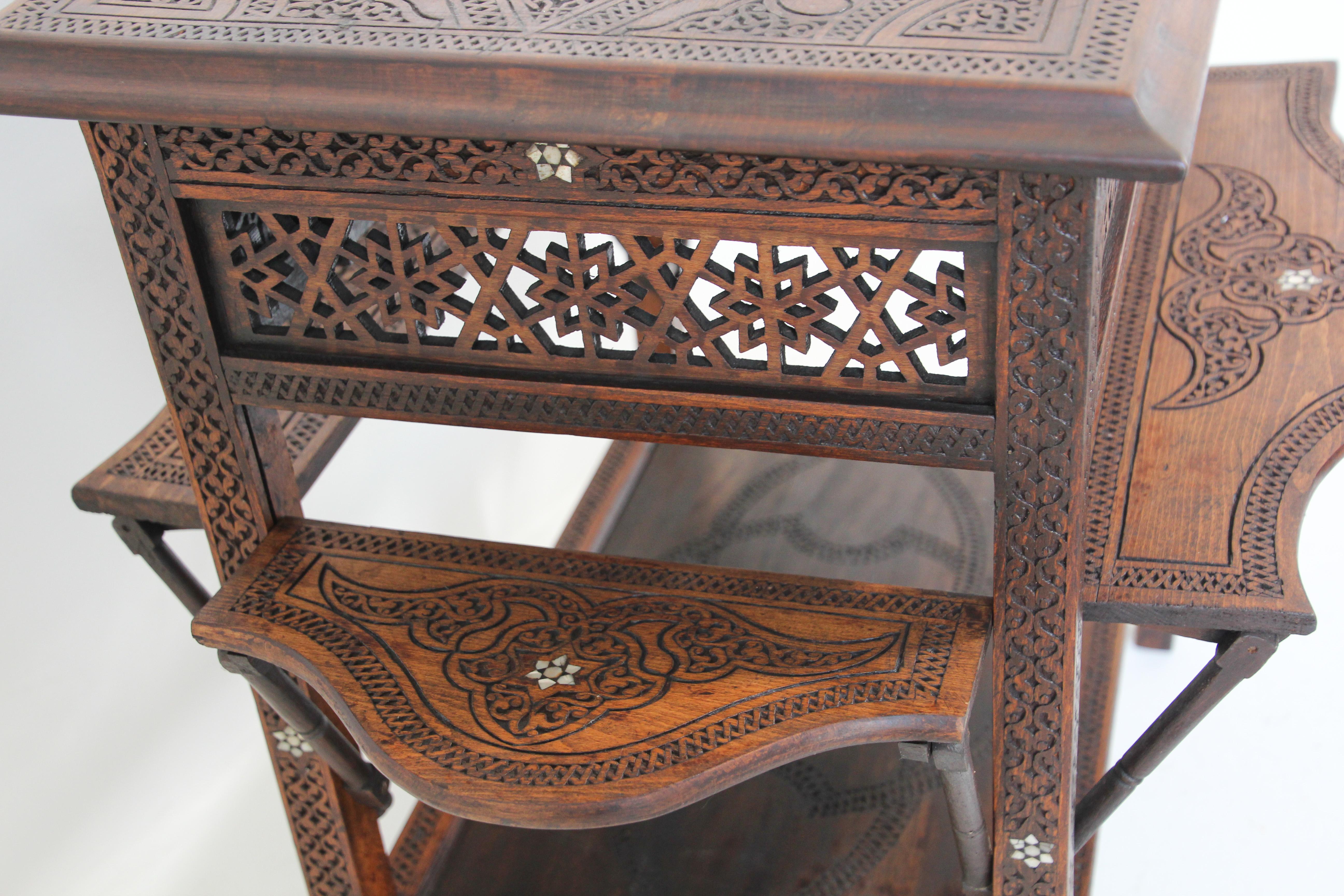 20th Century Moorish Levantine Tea Cart Table