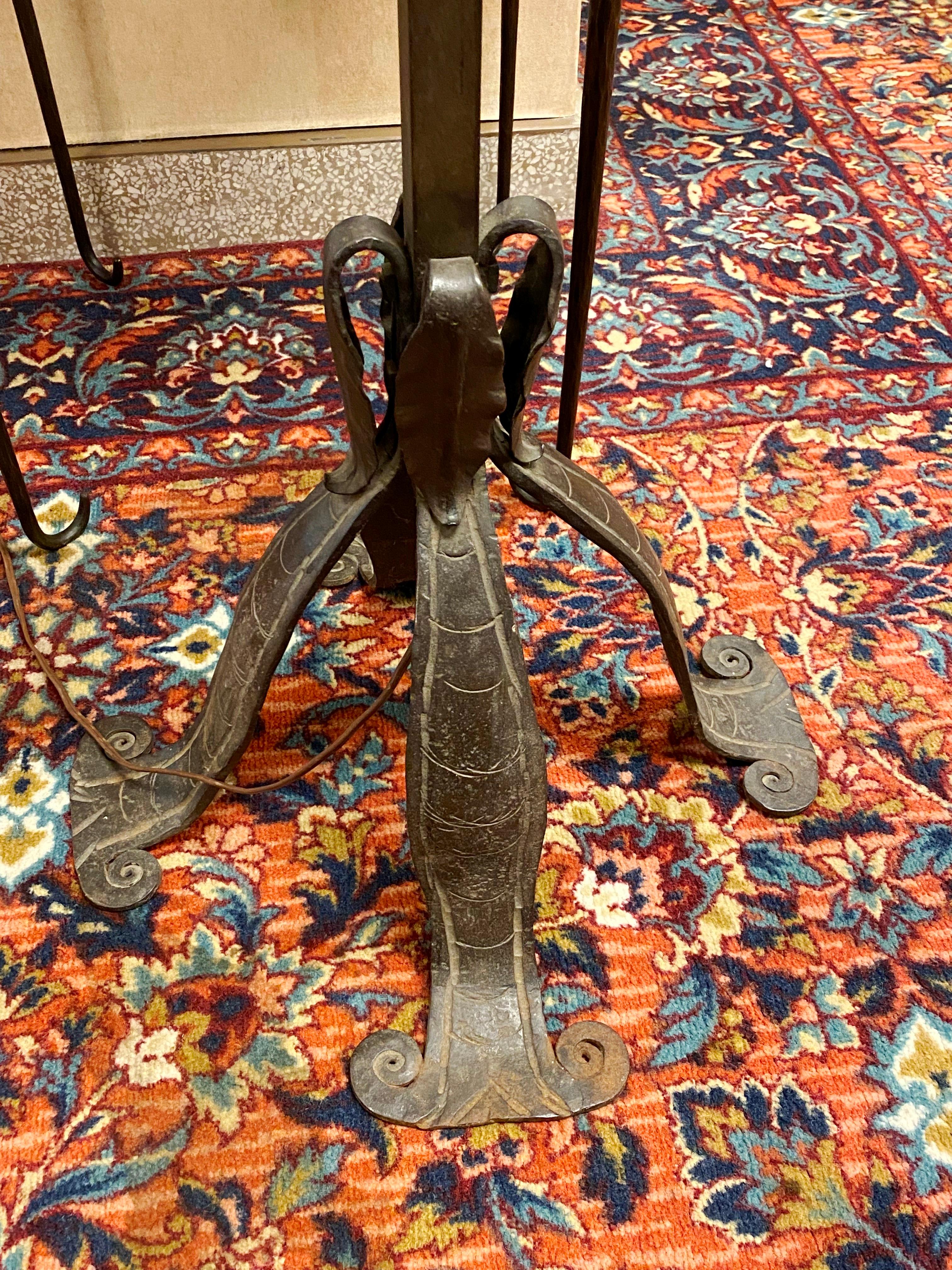 19th Century Moorish Medieval Revival Wrought Iron Floor Lamp For Sale