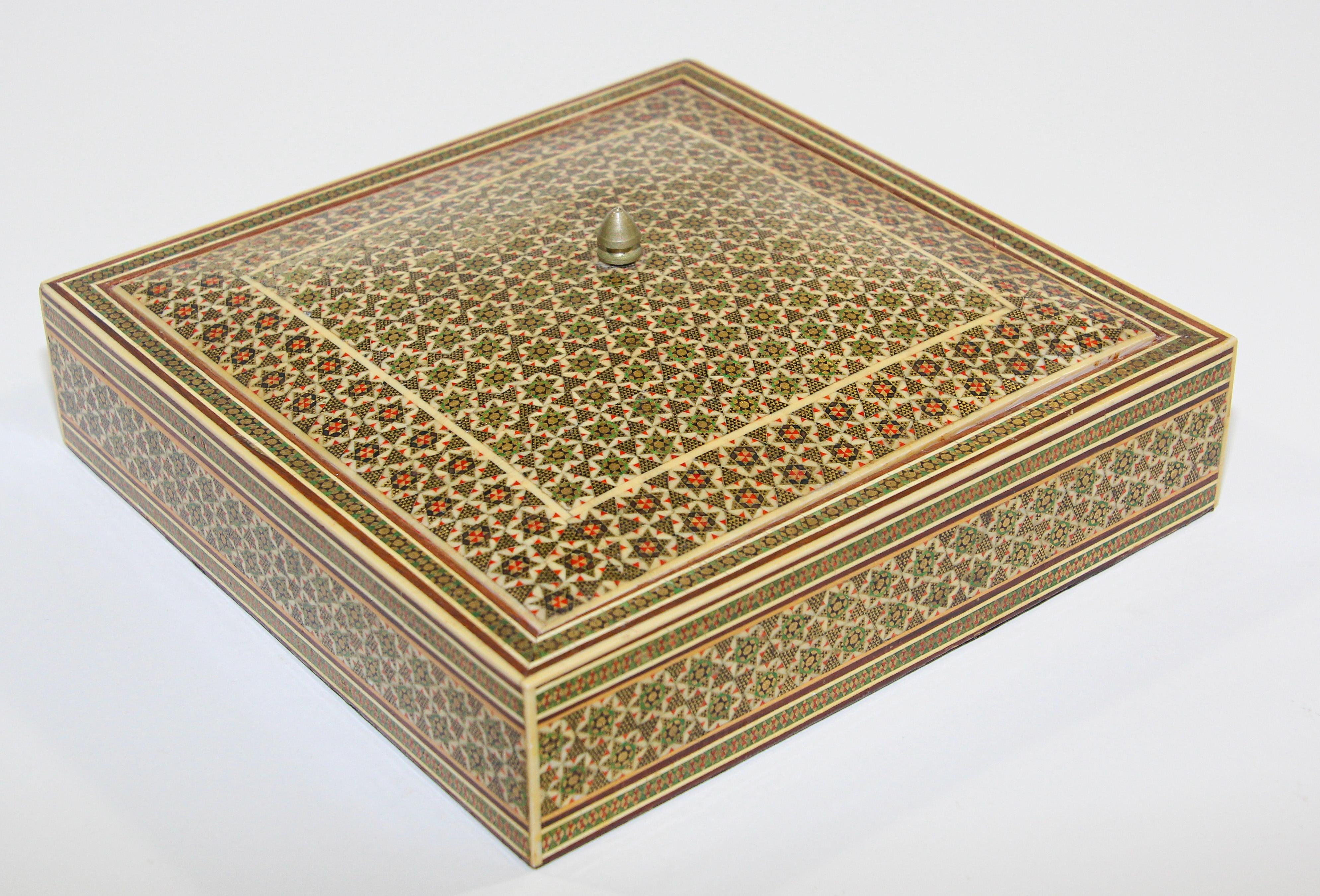 20th Century Moorish Micro Mosaic Inlaid Jewelry Box For Sale