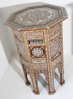 Pair of Large Antique Ottoman Moorish Abalone, Mother-of-Pearl and Bone Inlaid