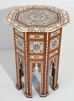 Moorish Middle Eastern Octagonal Pedestal Table Inlaid