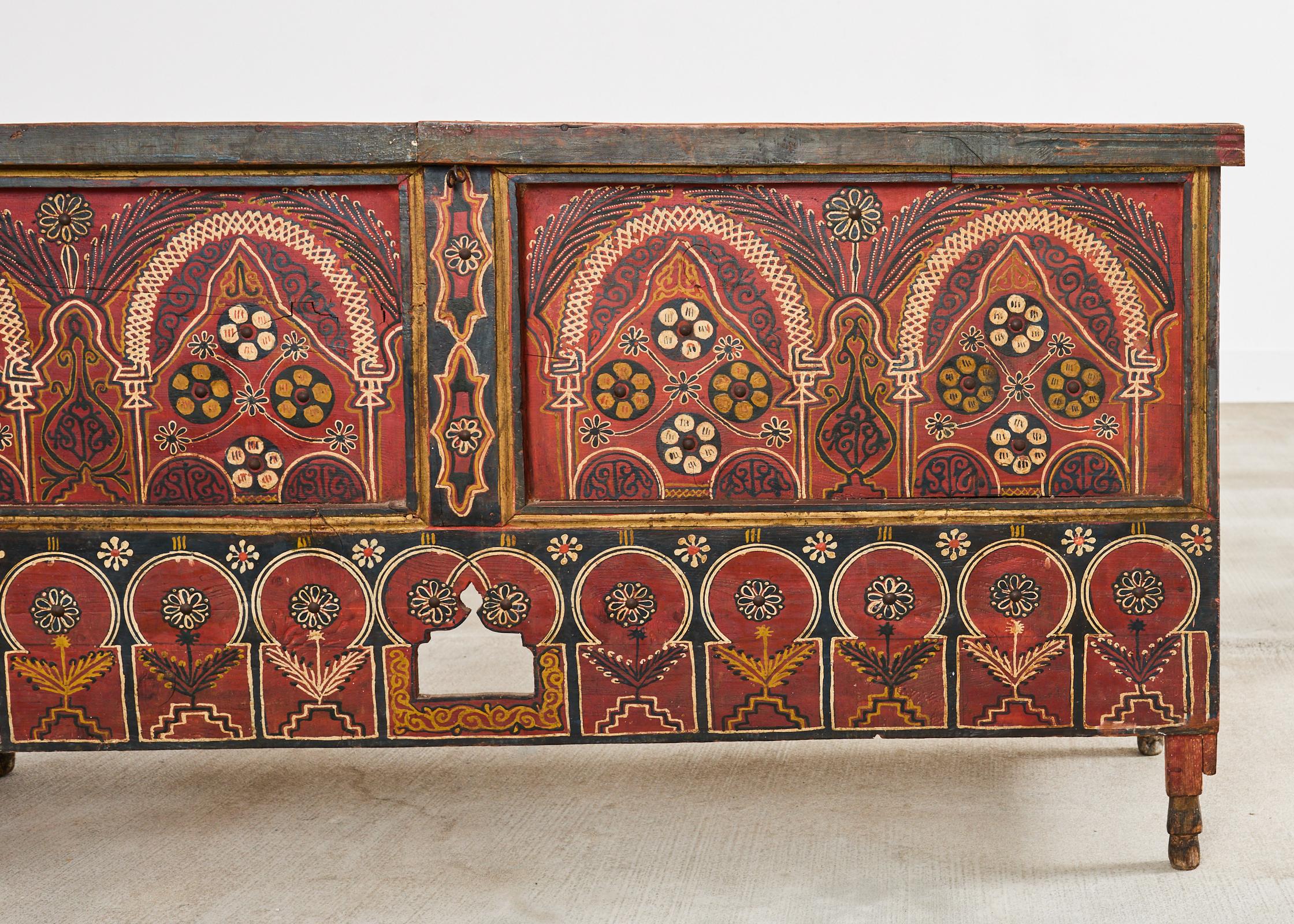 Moorish Middle Eastern Painted Wood Blanket Chest 6
