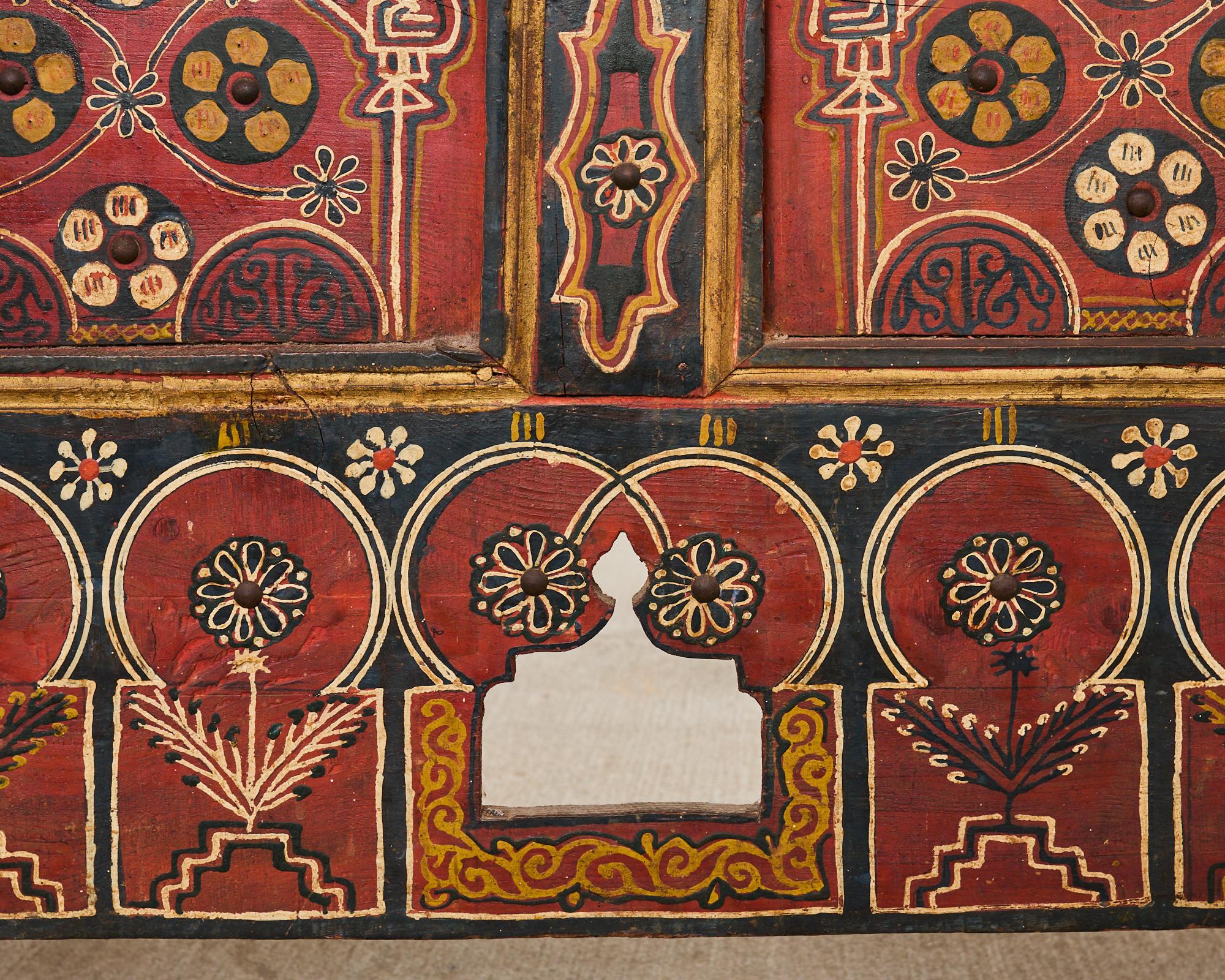 Moorish Middle Eastern Painted Wood Blanket Chest 7