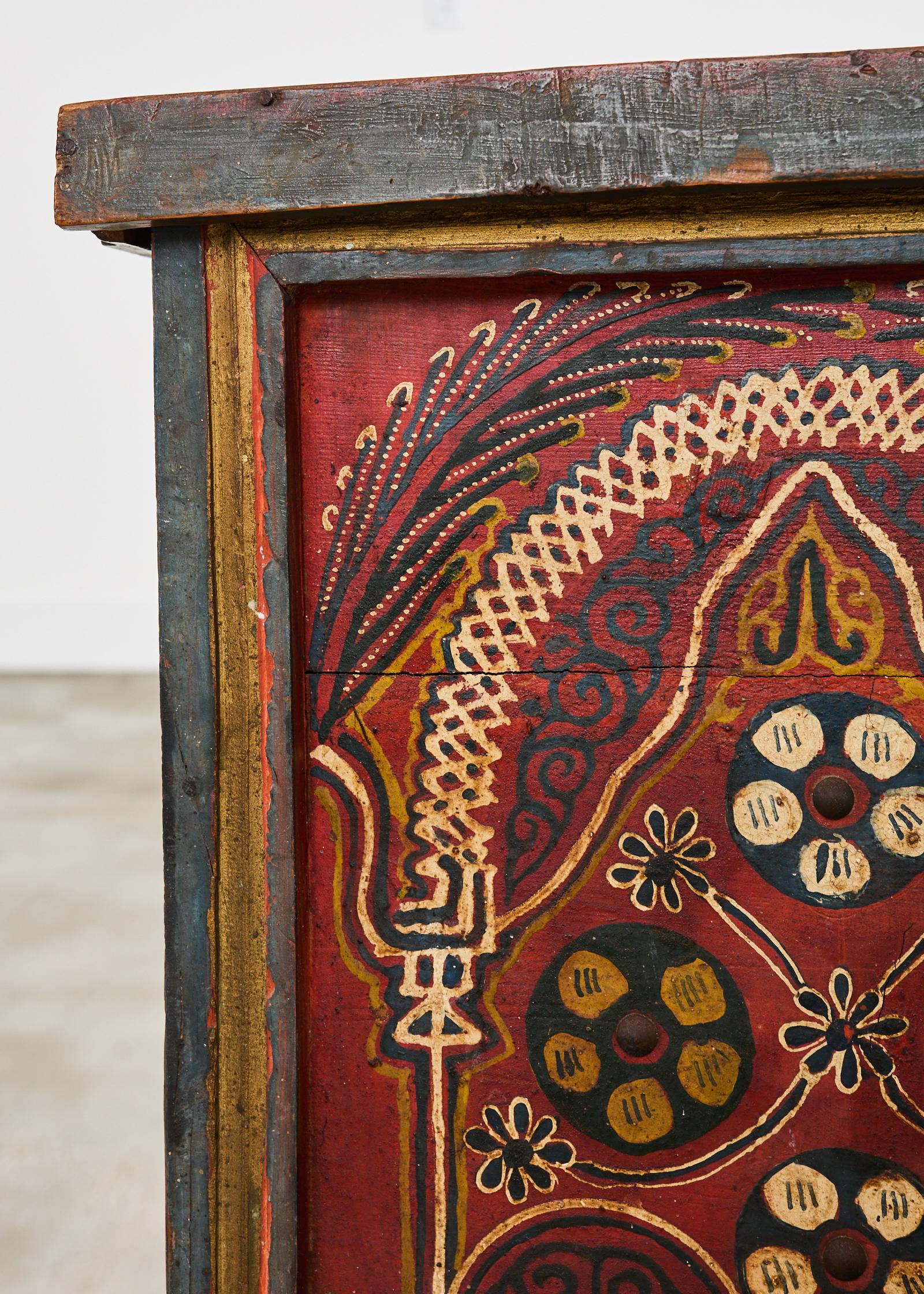 Moorish Middle Eastern Painted Wood Blanket Chest 8
