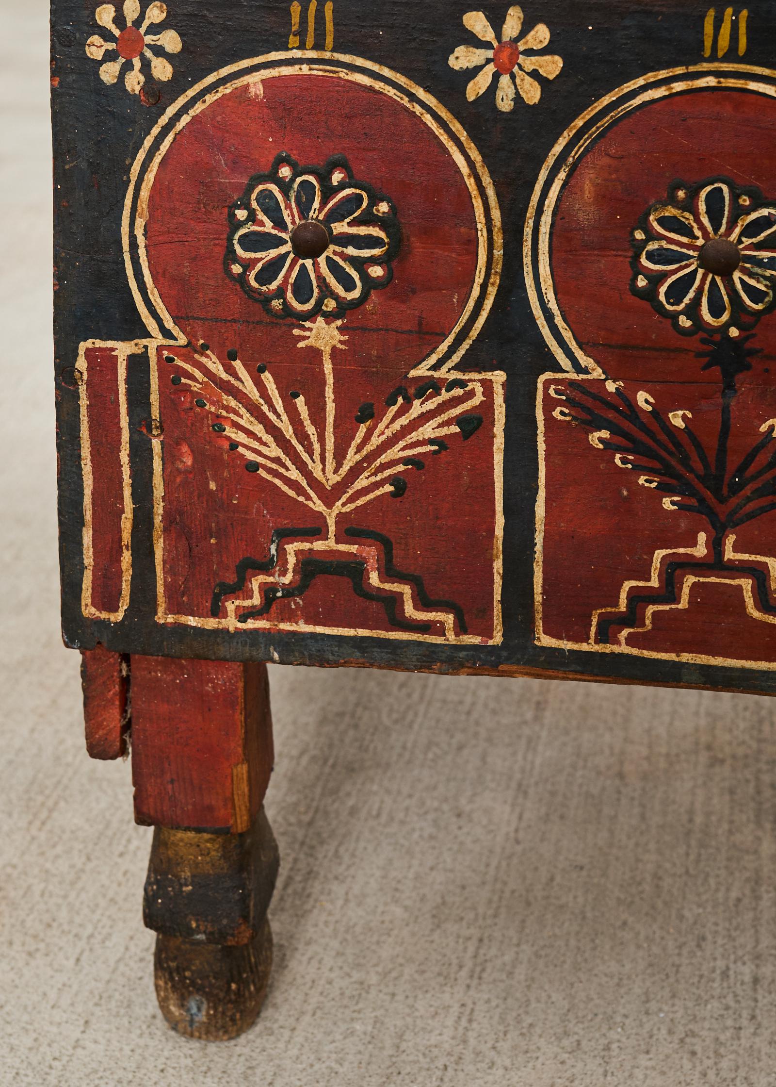 Moorish Middle Eastern Painted Wood Blanket Chest 9