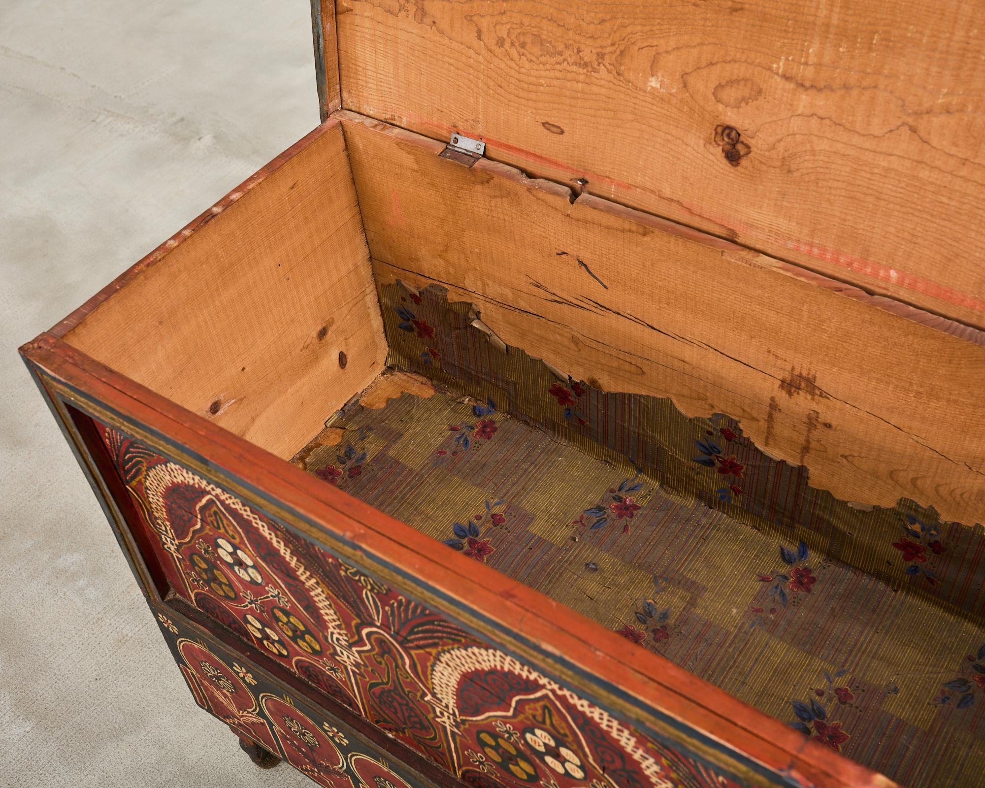 Moorish Middle Eastern Painted Wood Blanket Chest 12