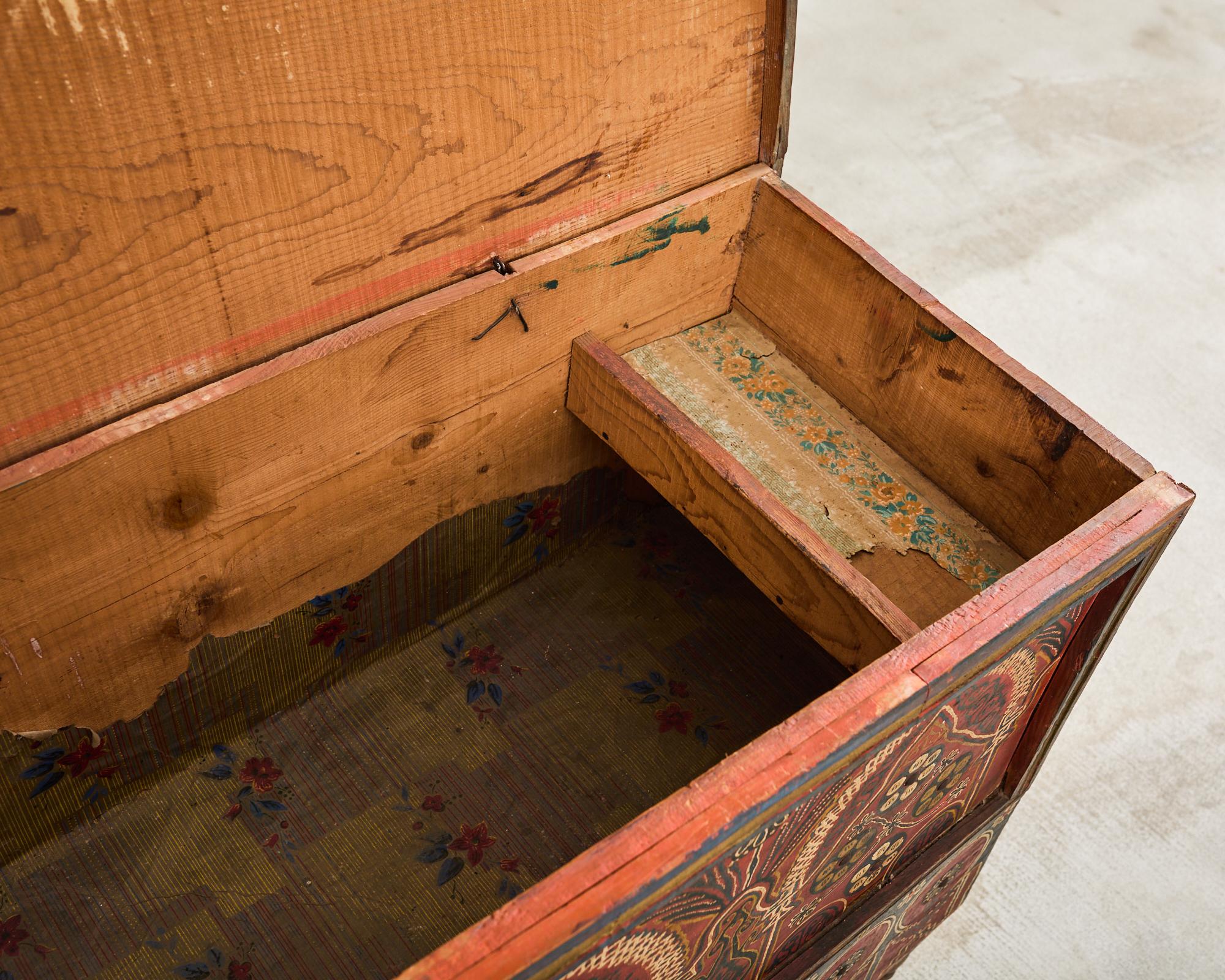 Moorish Middle Eastern Painted Wood Blanket Chest 13