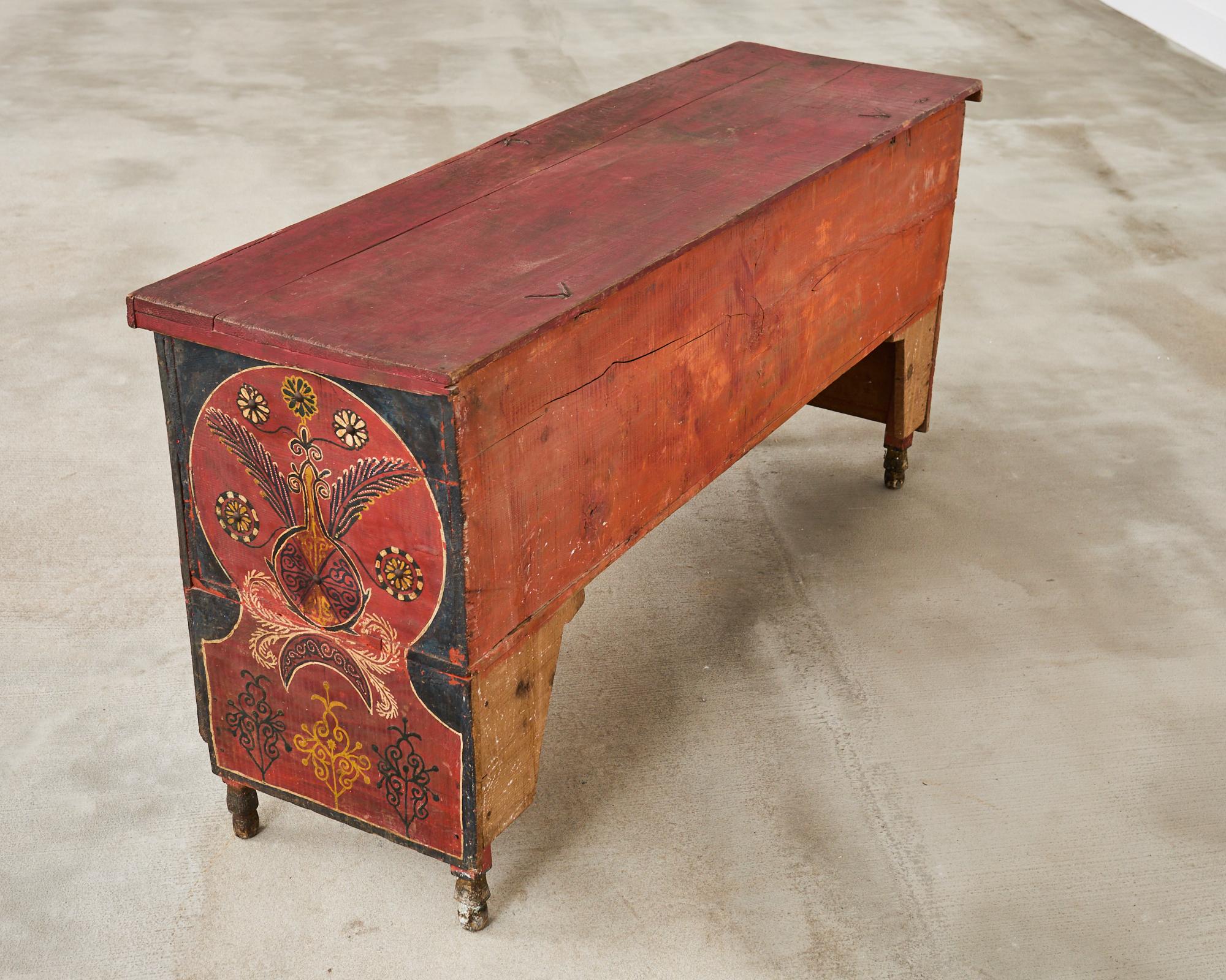 Moorish Middle Eastern Painted Wood Blanket Chest 15