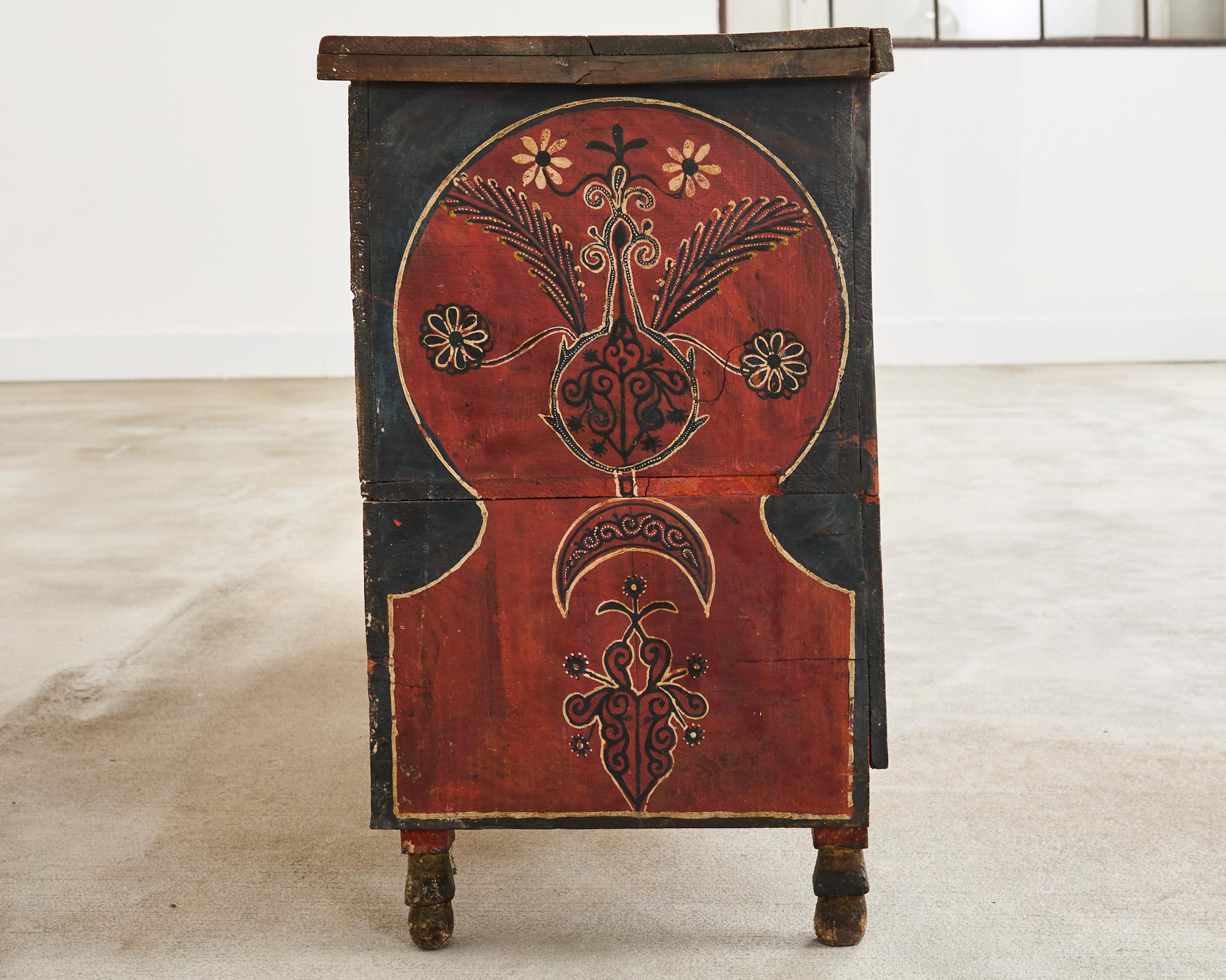 Moorish Middle Eastern Painted Wood Blanket Chest 4