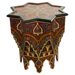 Moorish Middle Eastern Polychrome Star Shaped Drink Table