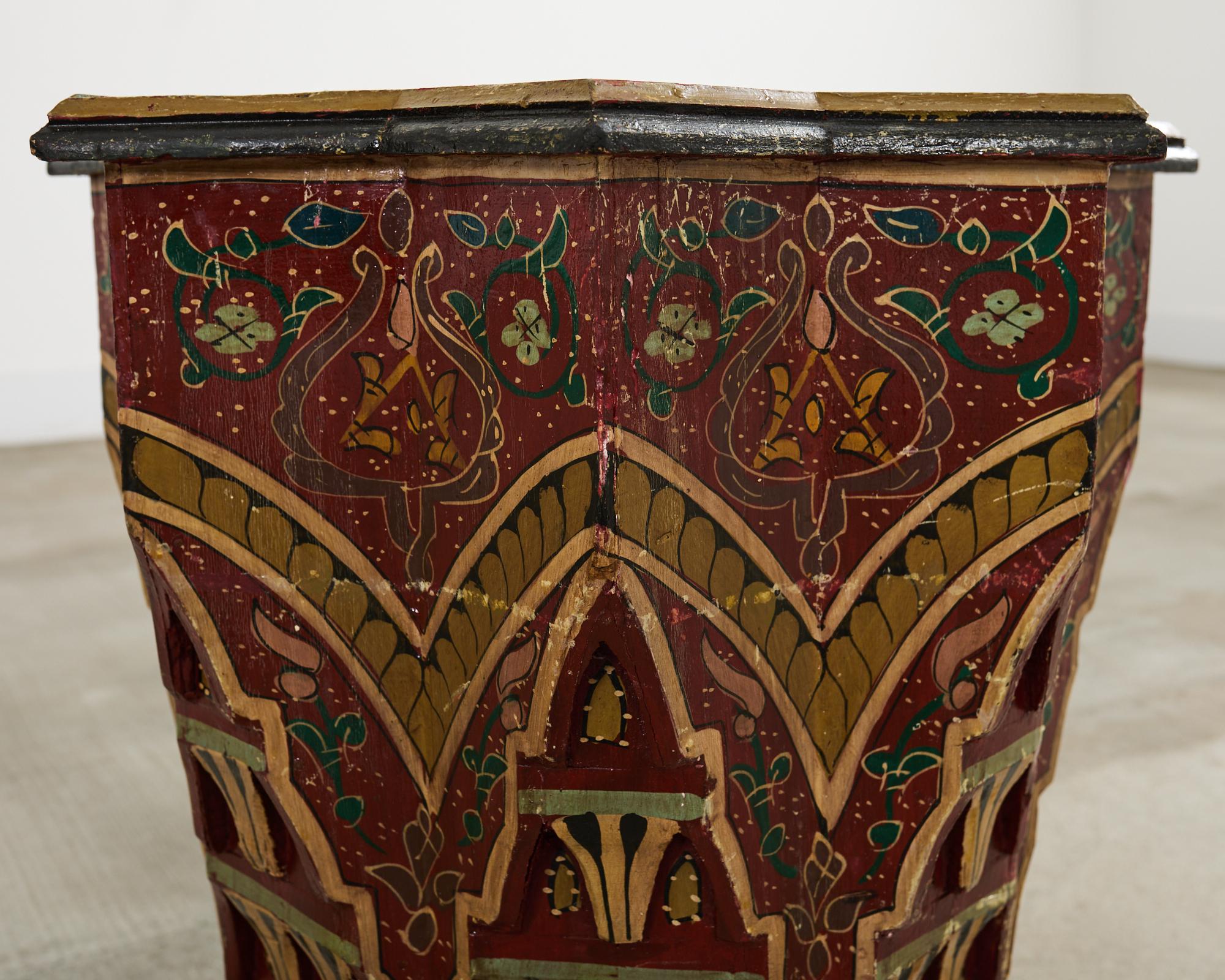 Moorish Middle Eastern Star Shaped Painted Drink Table For Sale 4