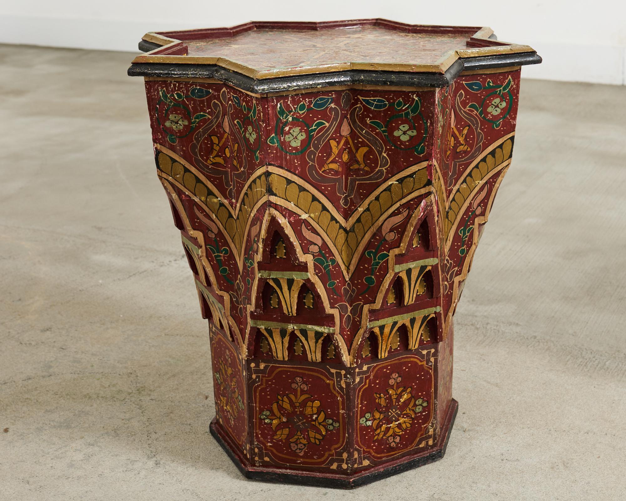 Moorish Middle Eastern Star Shaped Painted Drink Table For Sale 5