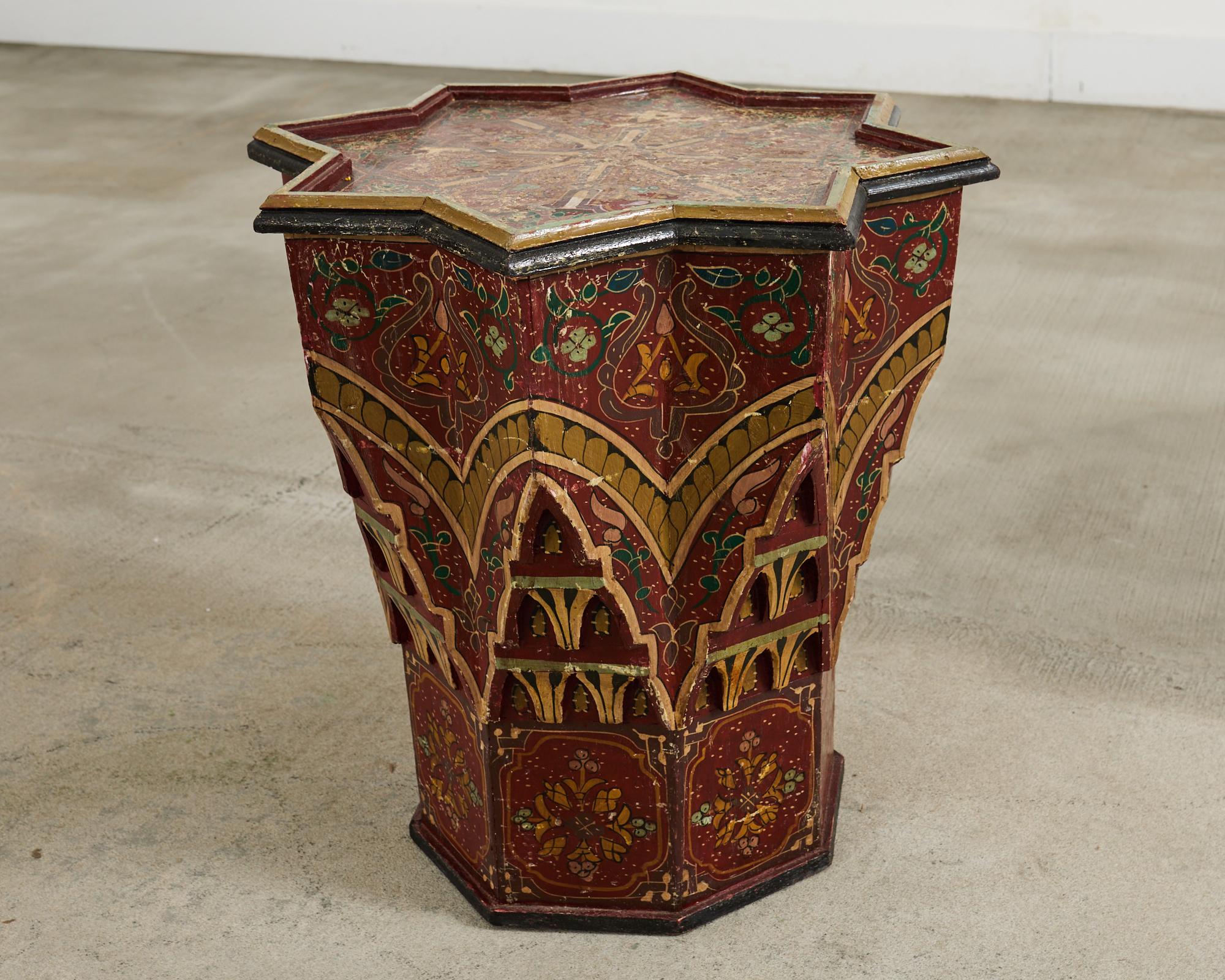 Moorish Middle Eastern Star Shaped Painted Drink Table For Sale 6