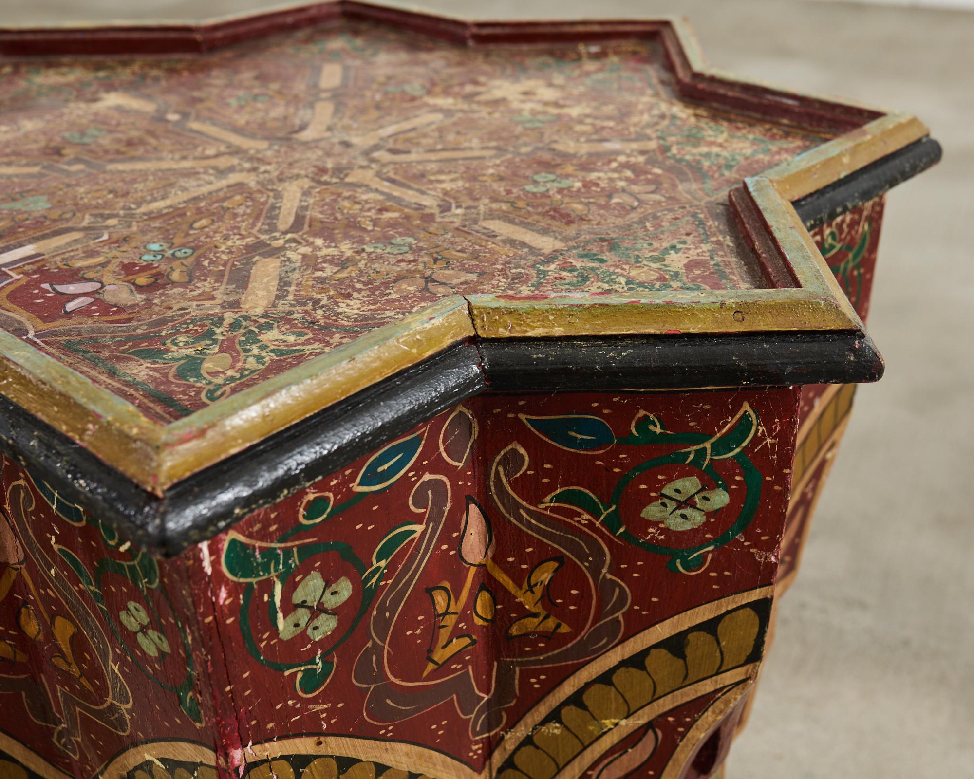 Moorish Middle Eastern Star Shaped Painted Drink Table For Sale 9