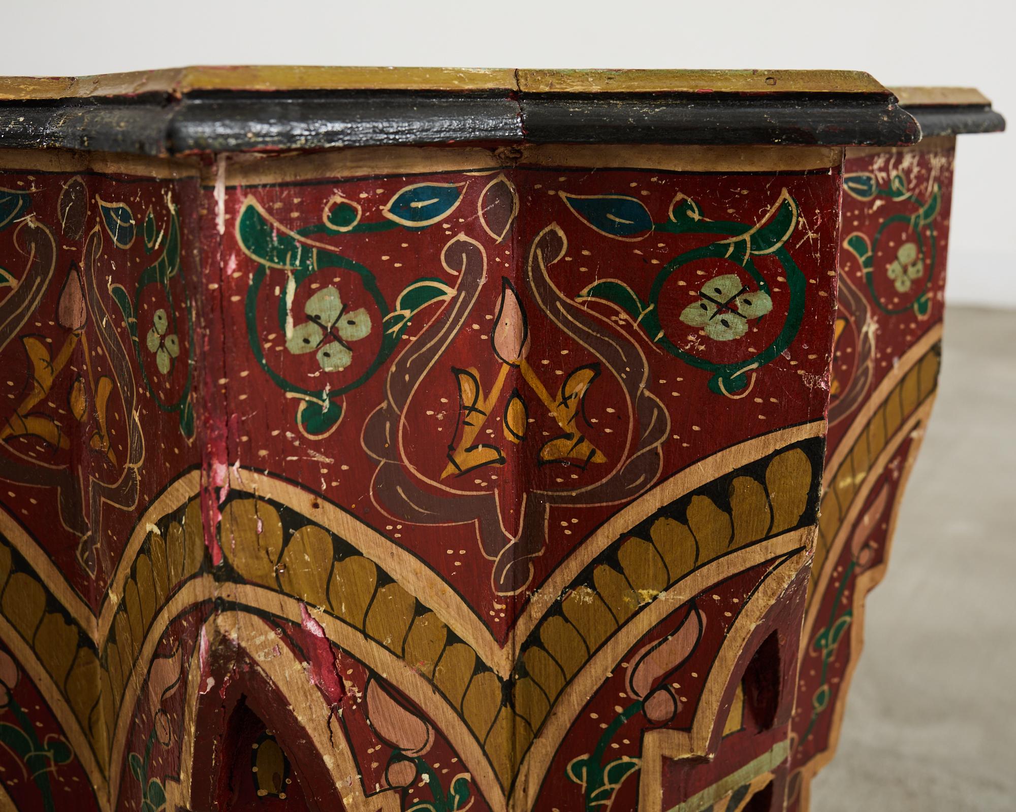 Moorish Middle Eastern Star Shaped Painted Drink Table For Sale 10