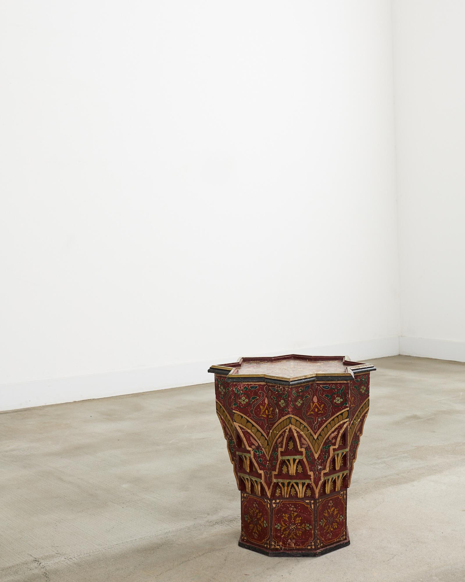 Moorish Middle Eastern Star Shaped Painted Drink Table For Sale 12