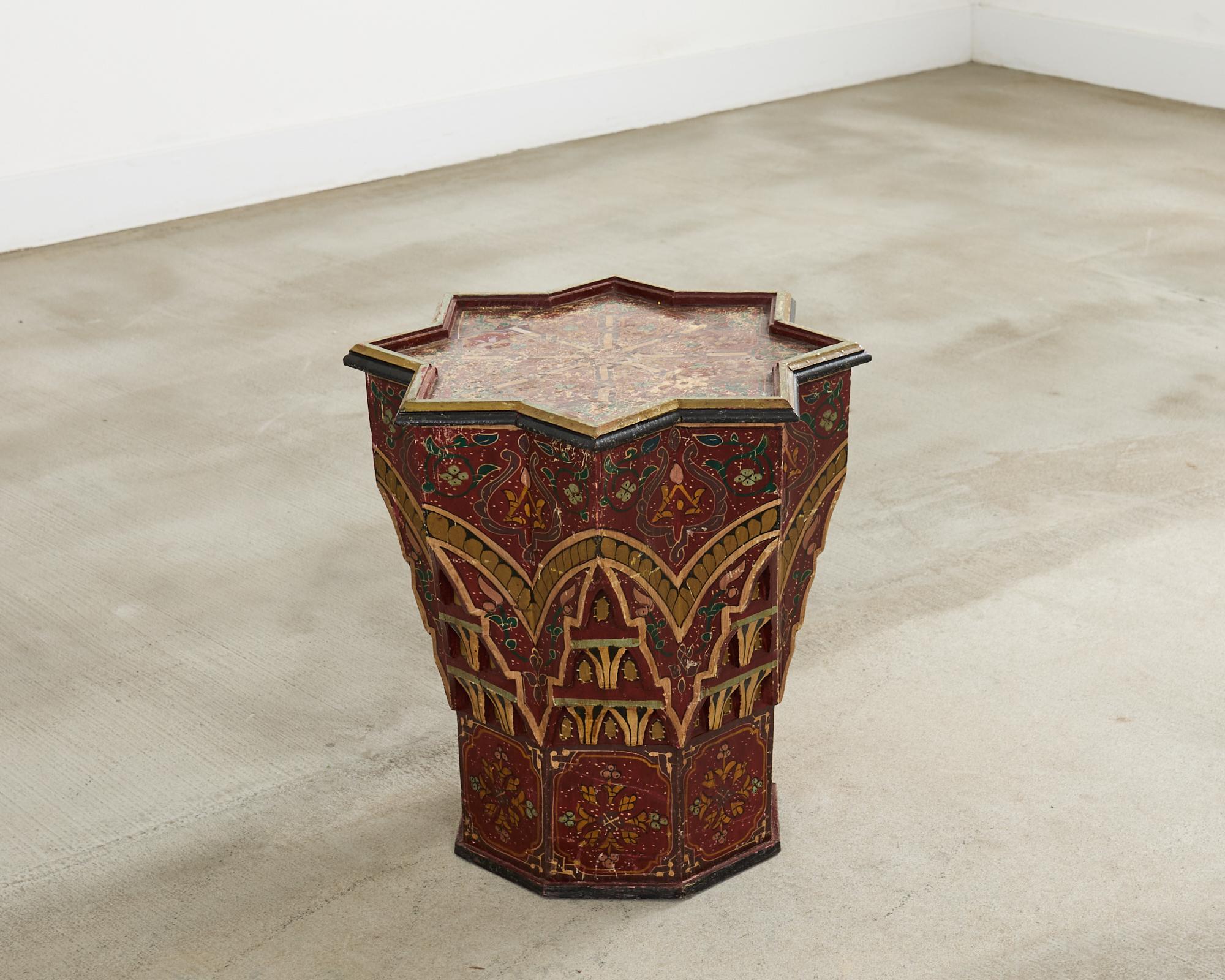 Moorish Middle Eastern Star Shaped Painted Drink Table For Sale 13