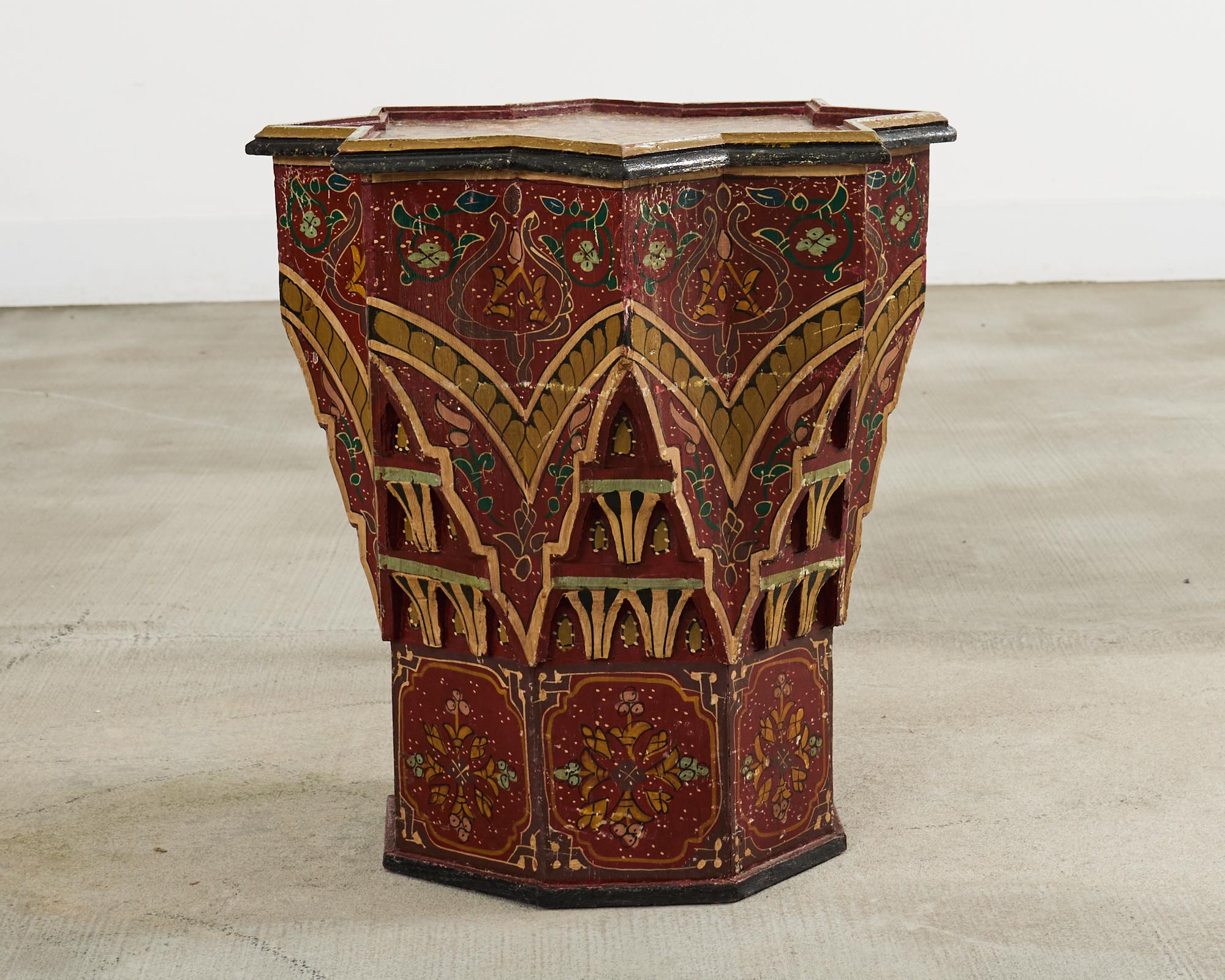 Moorish Middle Eastern Star Shaped Painted Drink Table For Sale 14
