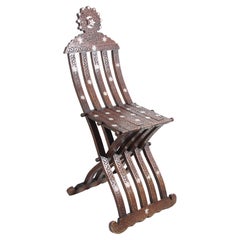 Moorish Moroccan 19th Century Folding Chair Inlaid