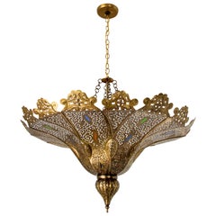 Used Moorish Moroccan Brass Pasha Chandelier