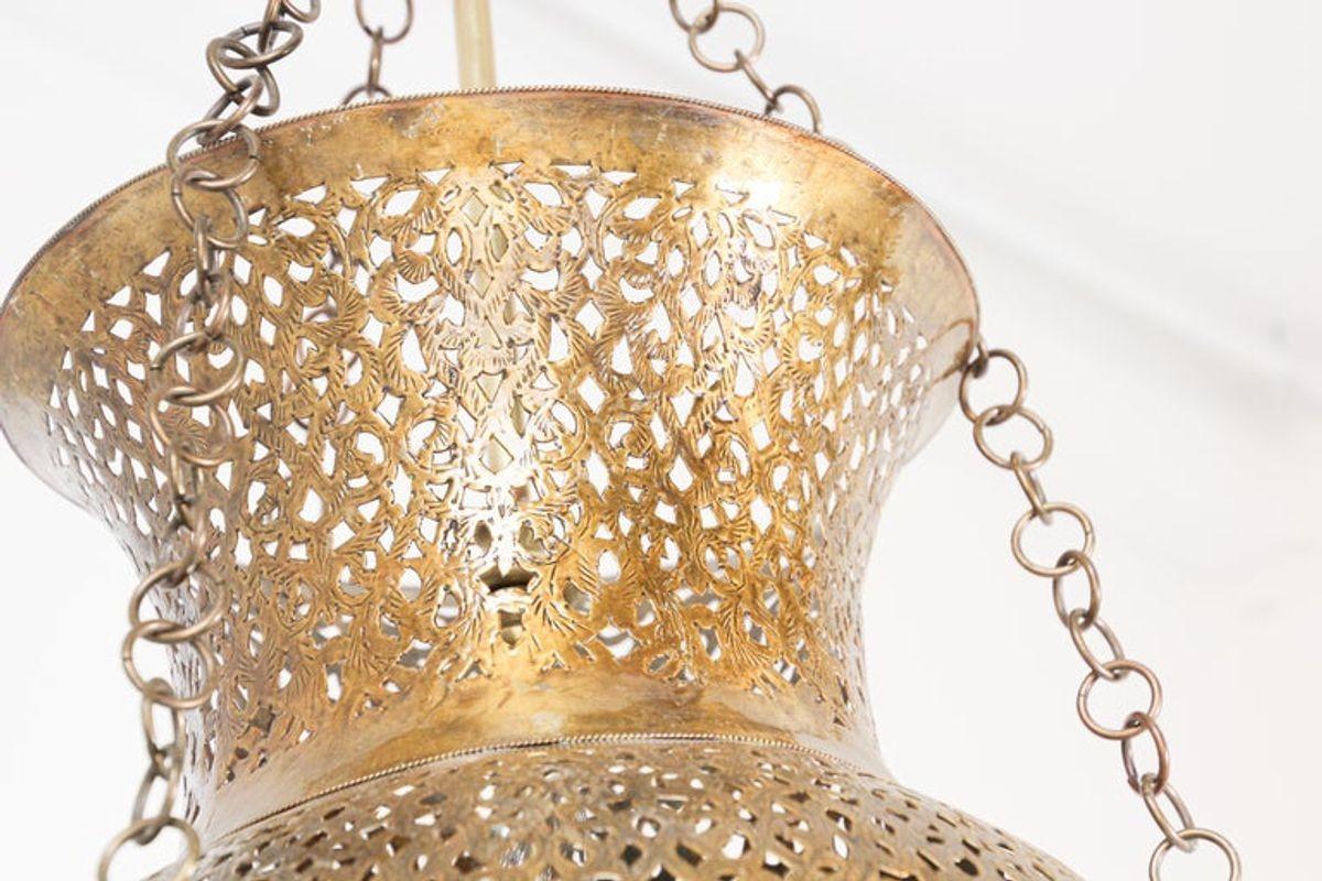 Moorish Moroccan Polished Brass Chandelier 6