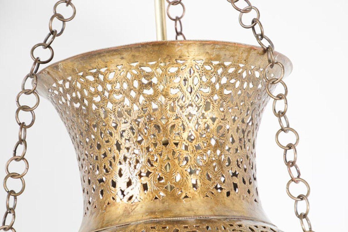 Moorish Moroccan Polished Brass Chandelier 7