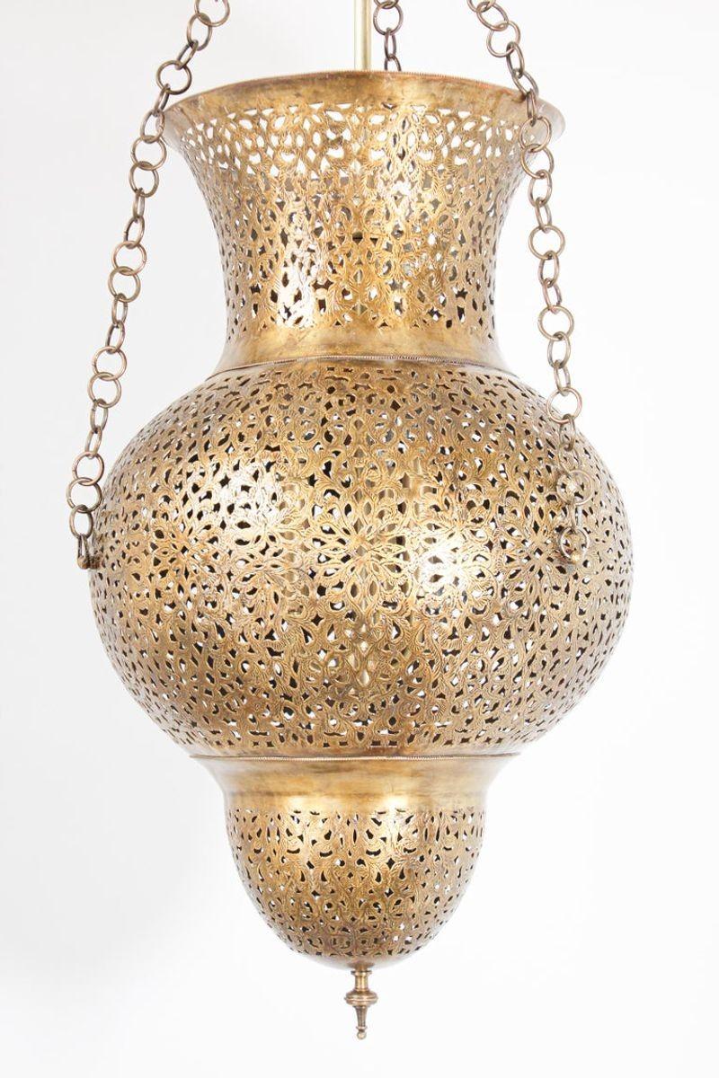 Moorish Moroccan Polished Brass Chandelier 8