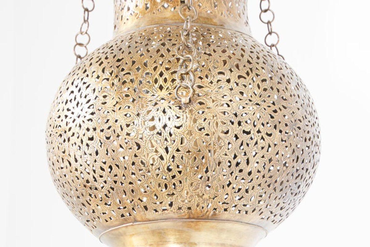 Moorish Moroccan Polished Brass Chandelier 10