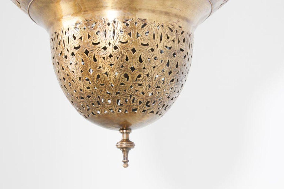 Moorish Moroccan Polished Brass Chandelier 12