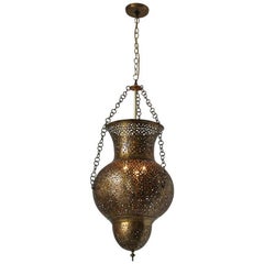 Moorish Moroccan Polished Brass Chandelier