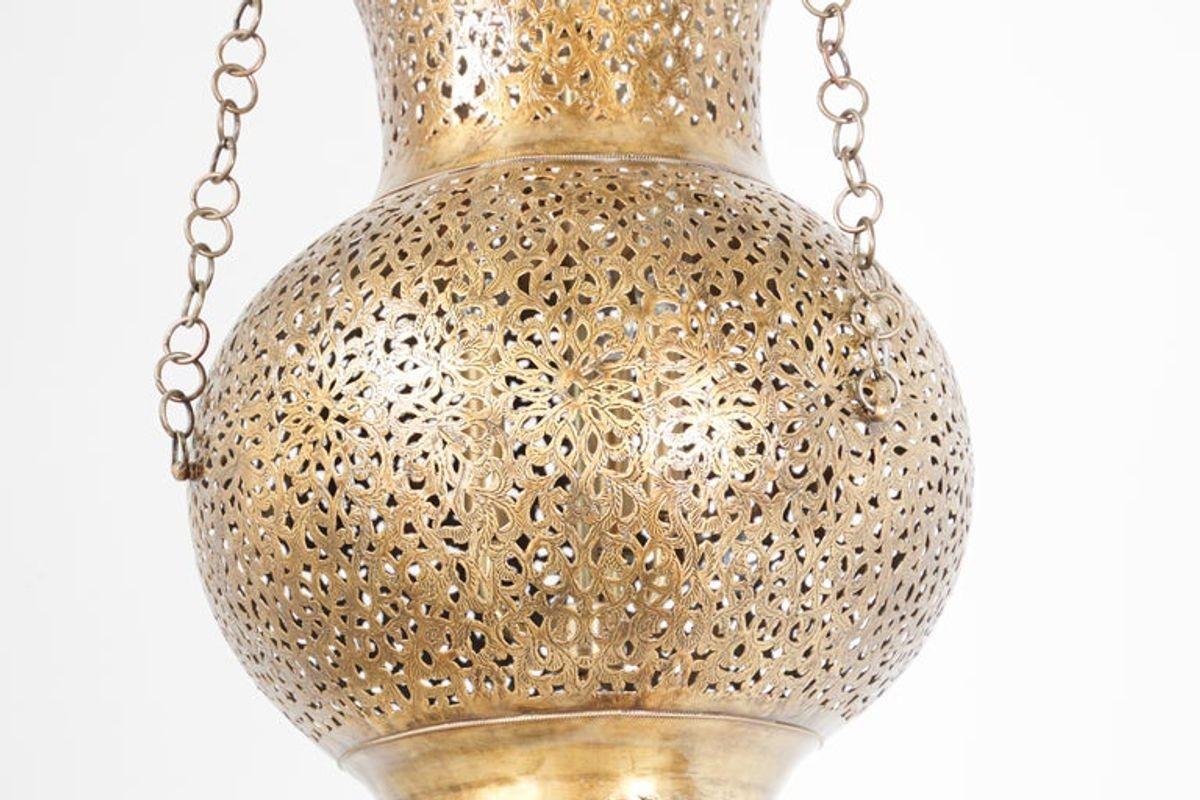 20th Century Moorish Moroccan Polished Brass Chandelier