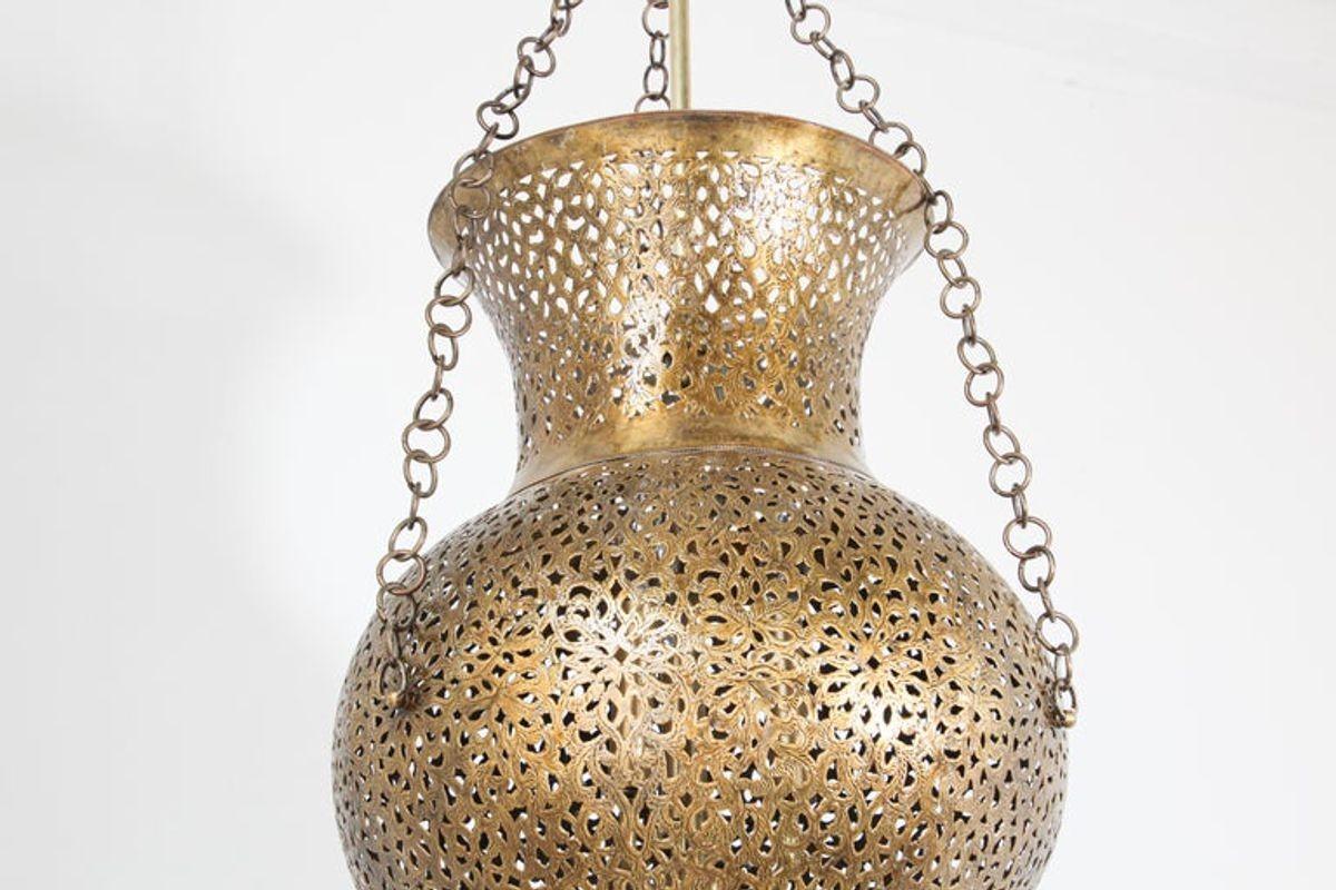Moorish Moroccan Polished Brass Chandelier 1