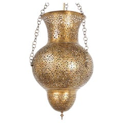 Vintage Moorish Moroccan Polished Brass Chandelier