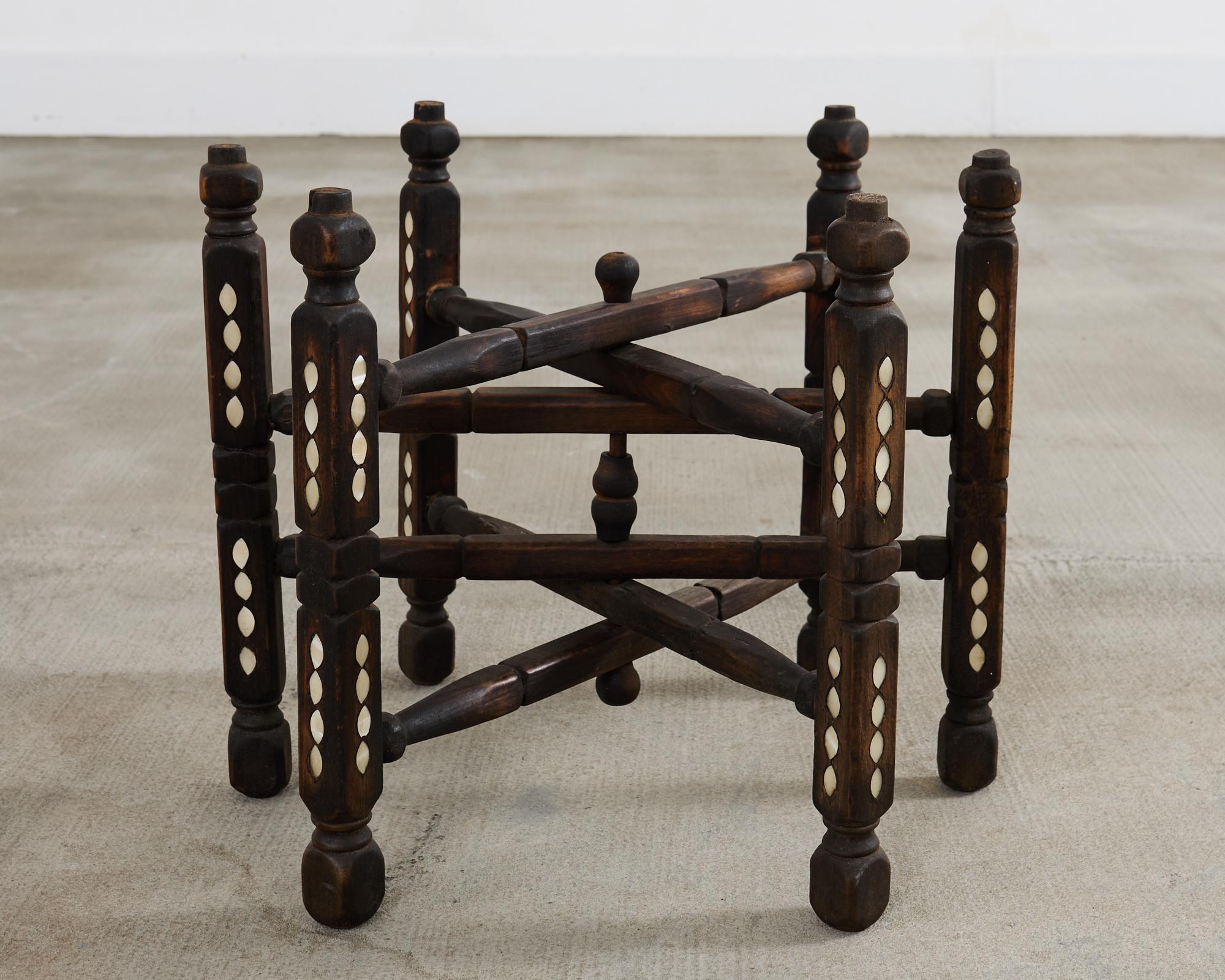 Moorish Moroccan Style Folding Brass Tray Drink Table For Sale 12