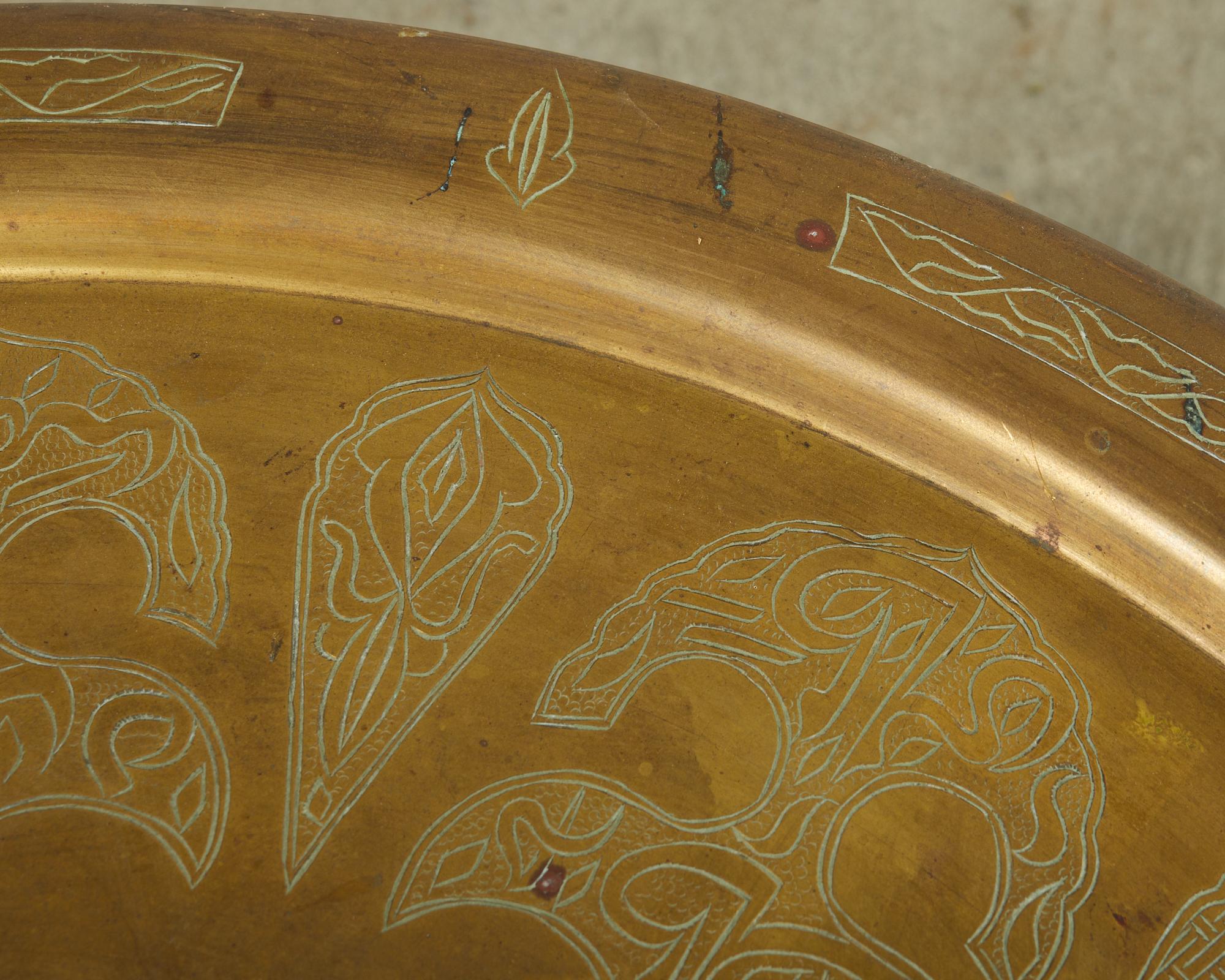 Moorish Moroccan Style Folding Brass Tray Drinks Table 5