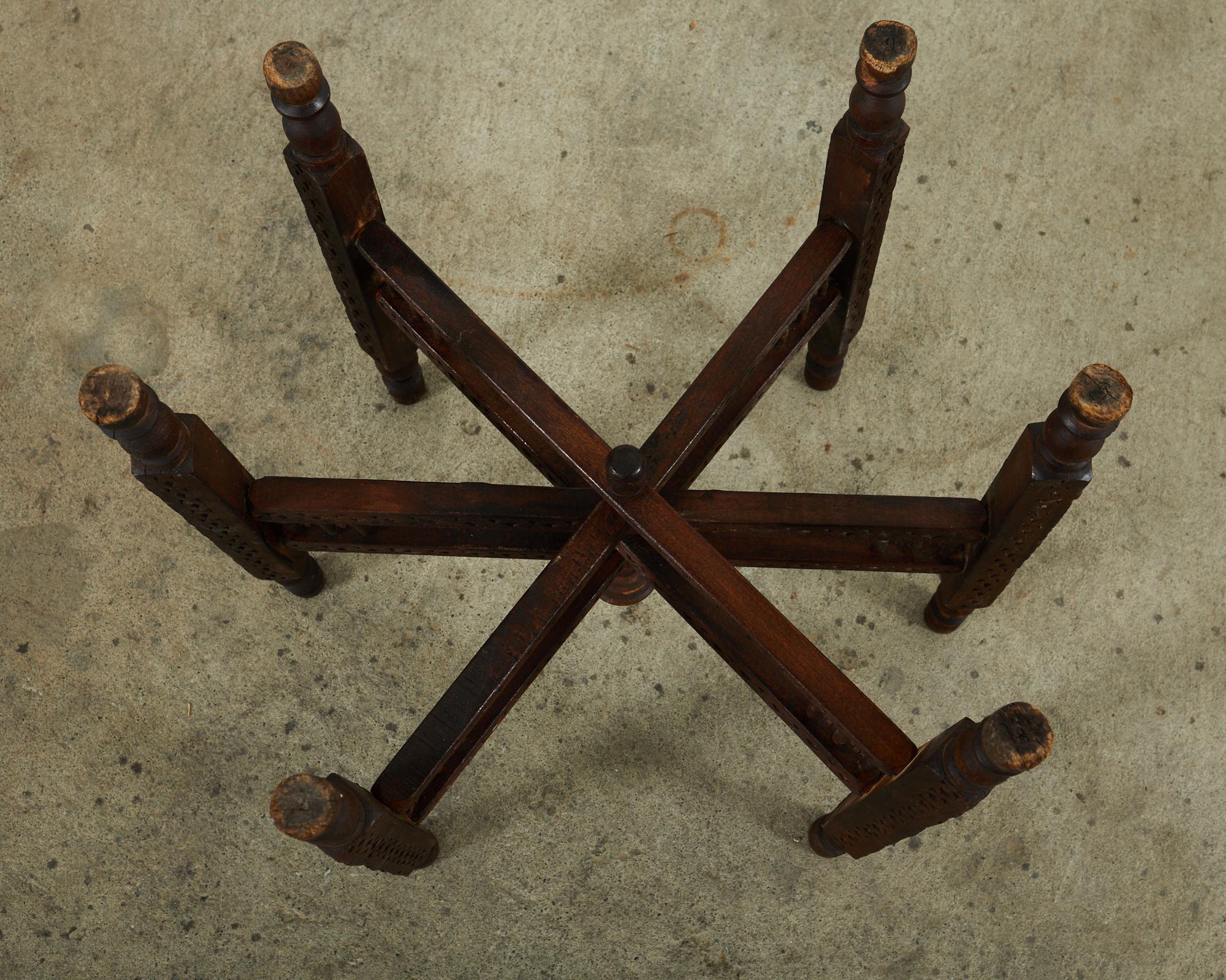 Moorish Moroccan Style Folding Brass Tray Drinks Table 7