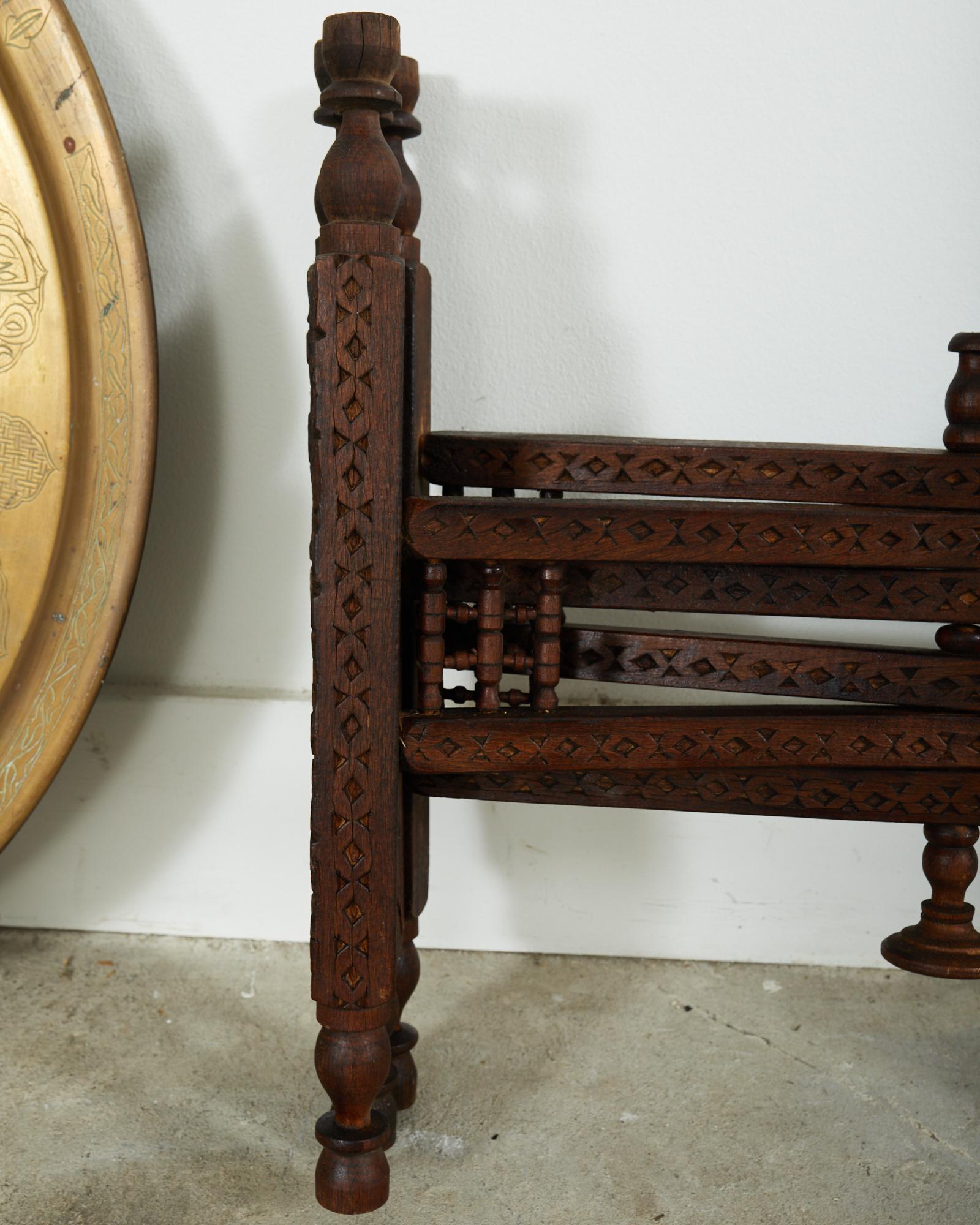 Moorish Moroccan Style Folding Brass Tray Drinks Table 10
