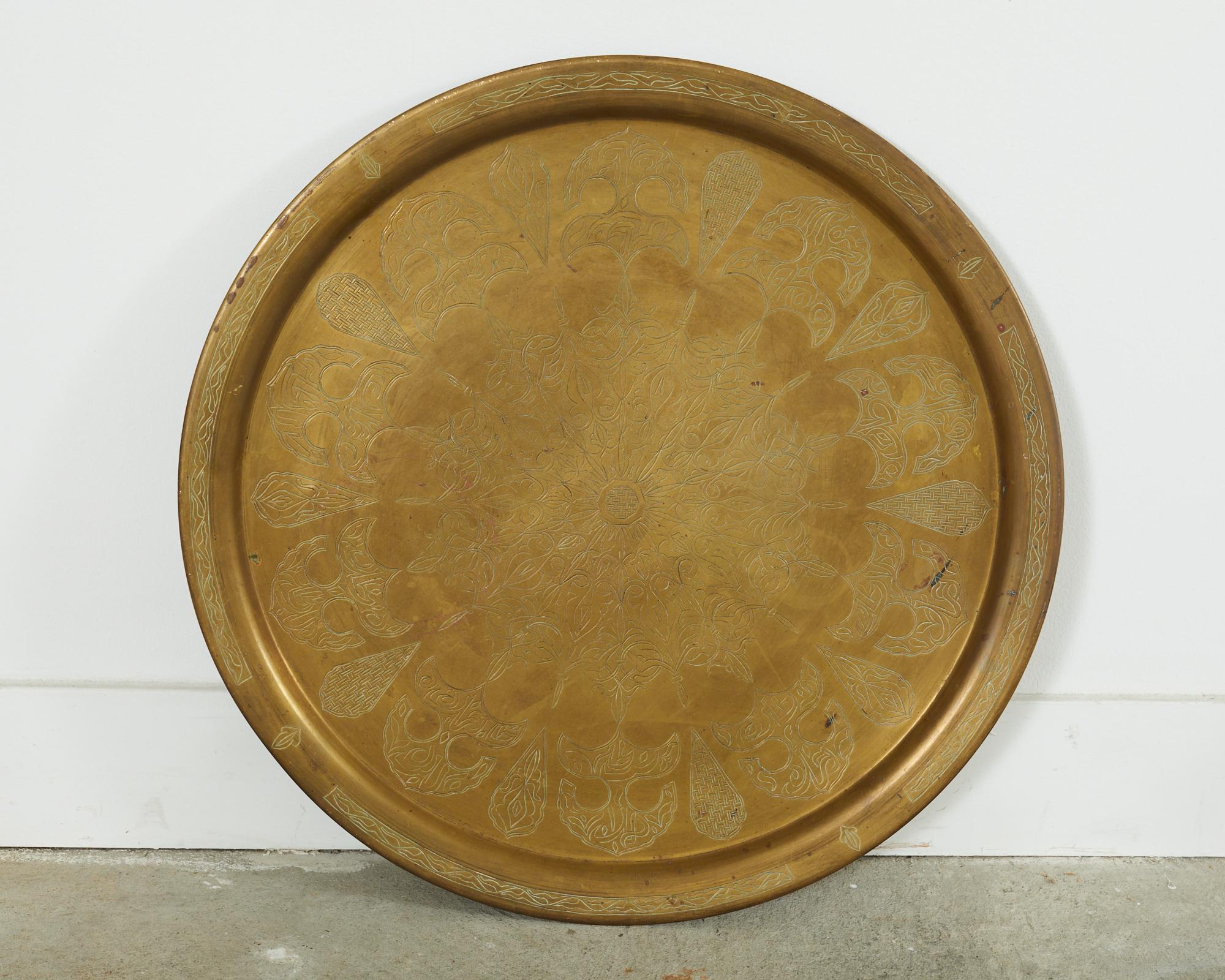 Moorish Moroccan Style Folding Brass Tray Drinks Table 2