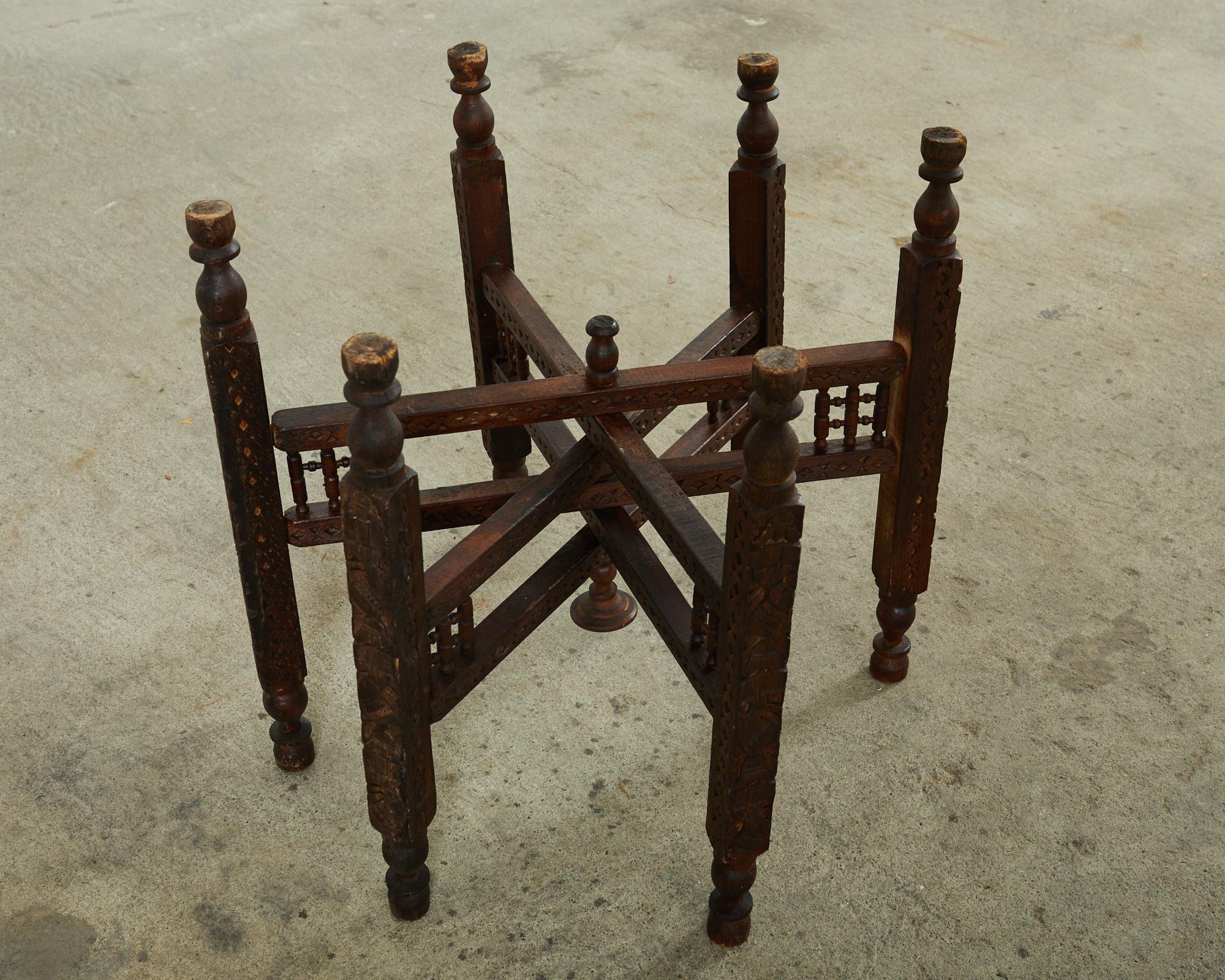 Moorish Moroccan Style Folding Brass Tray Drinks Table 3
