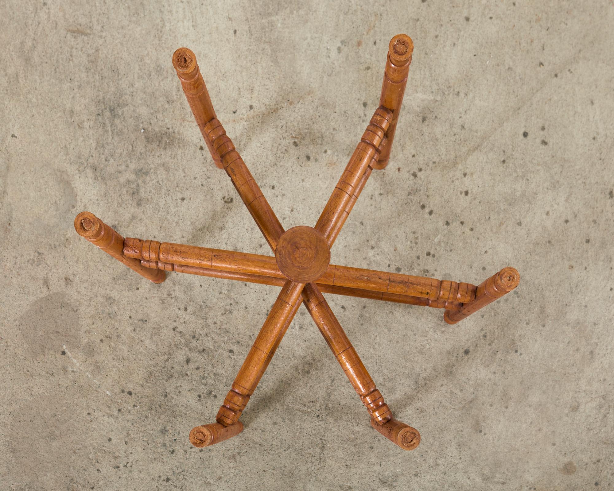 Moorish Moroccan Style Folding Wood Brass Tray Drinks Table  For Sale 5