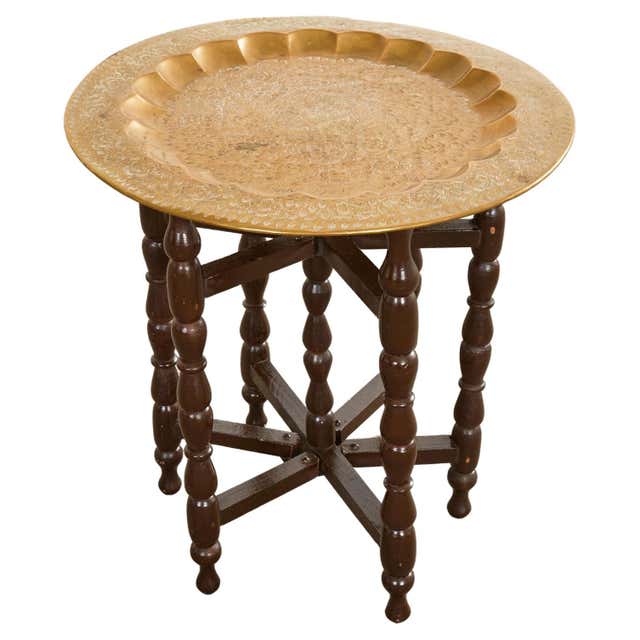 Arabic Side Table Antique Arabic Brass Tray Side Table at 1stDibs | arabic table, arab ...