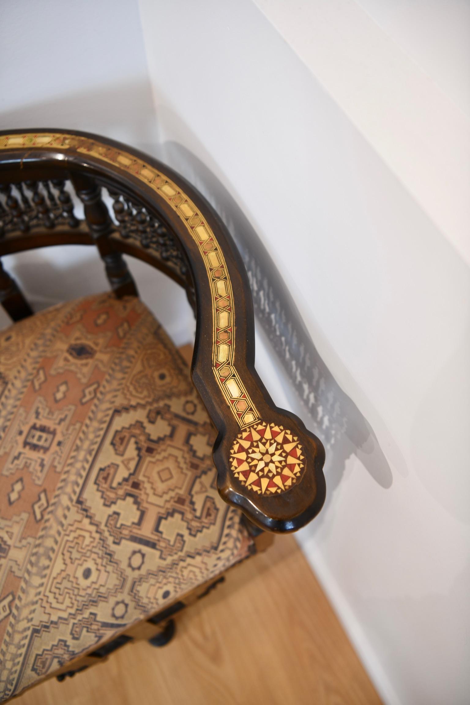 Egyptian Moorish Mother of Pearl Corner Chair