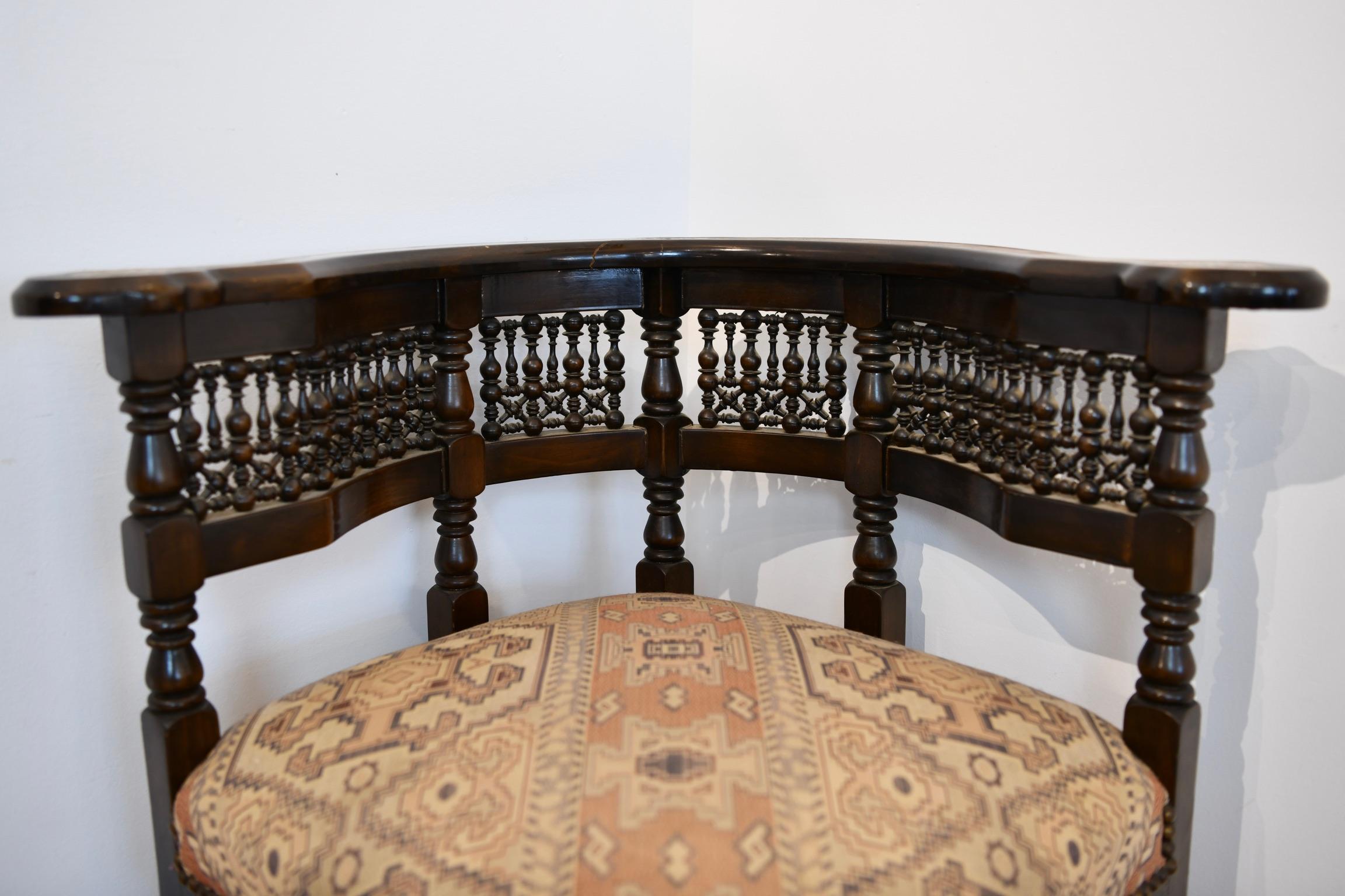 Hand-Carved Moorish Mother of Pearl Corner Chair