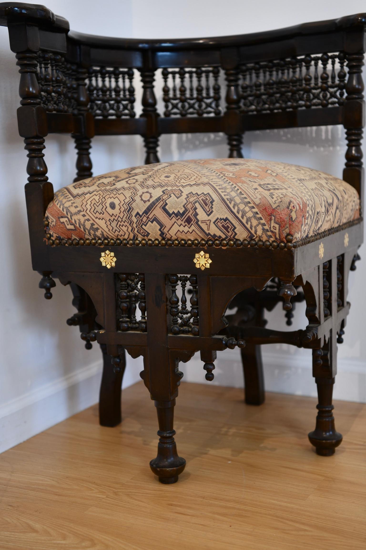 20th Century Moorish Mother of Pearl Corner Chair