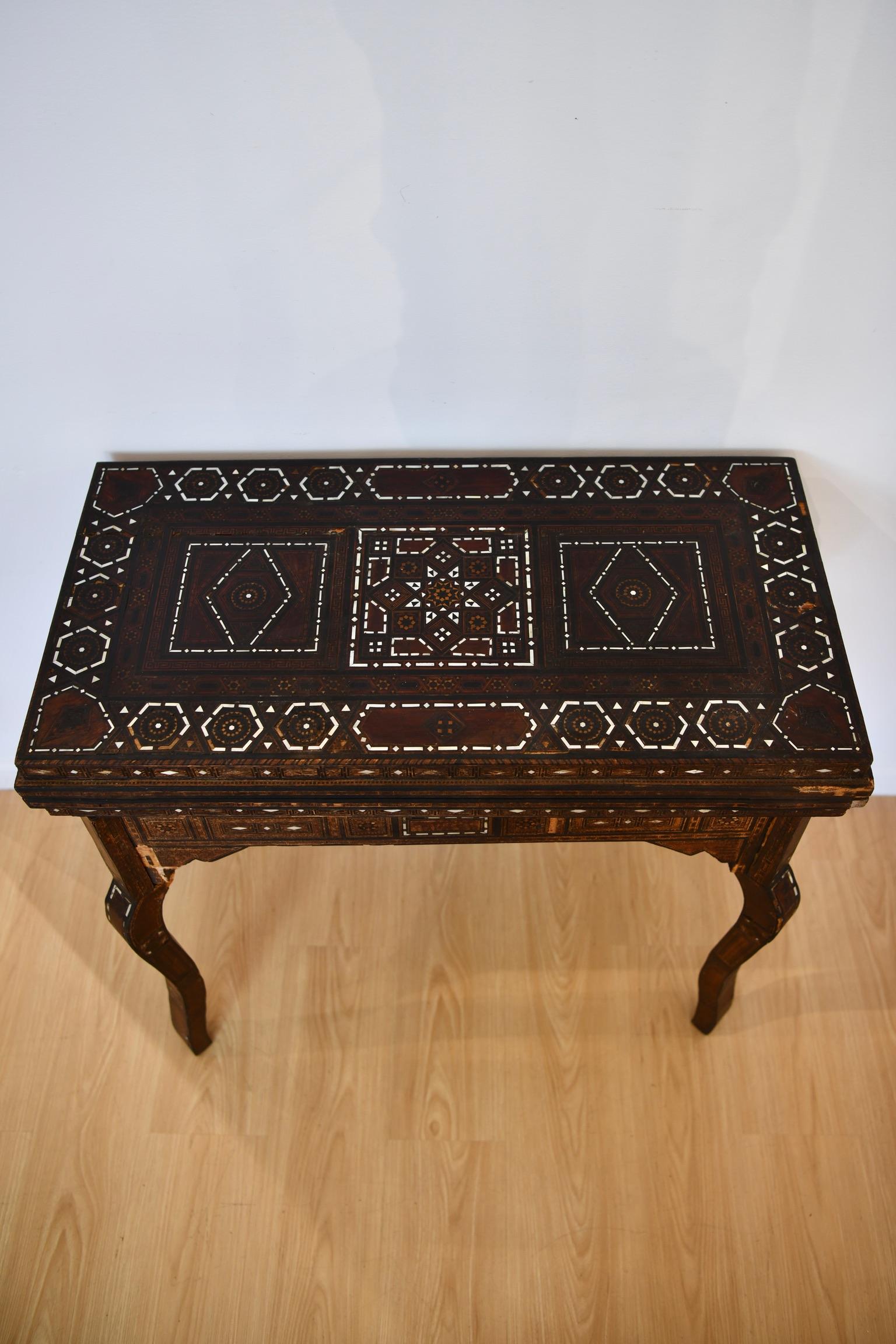 Moorish Mother of Pearl Games Table For Sale 5
