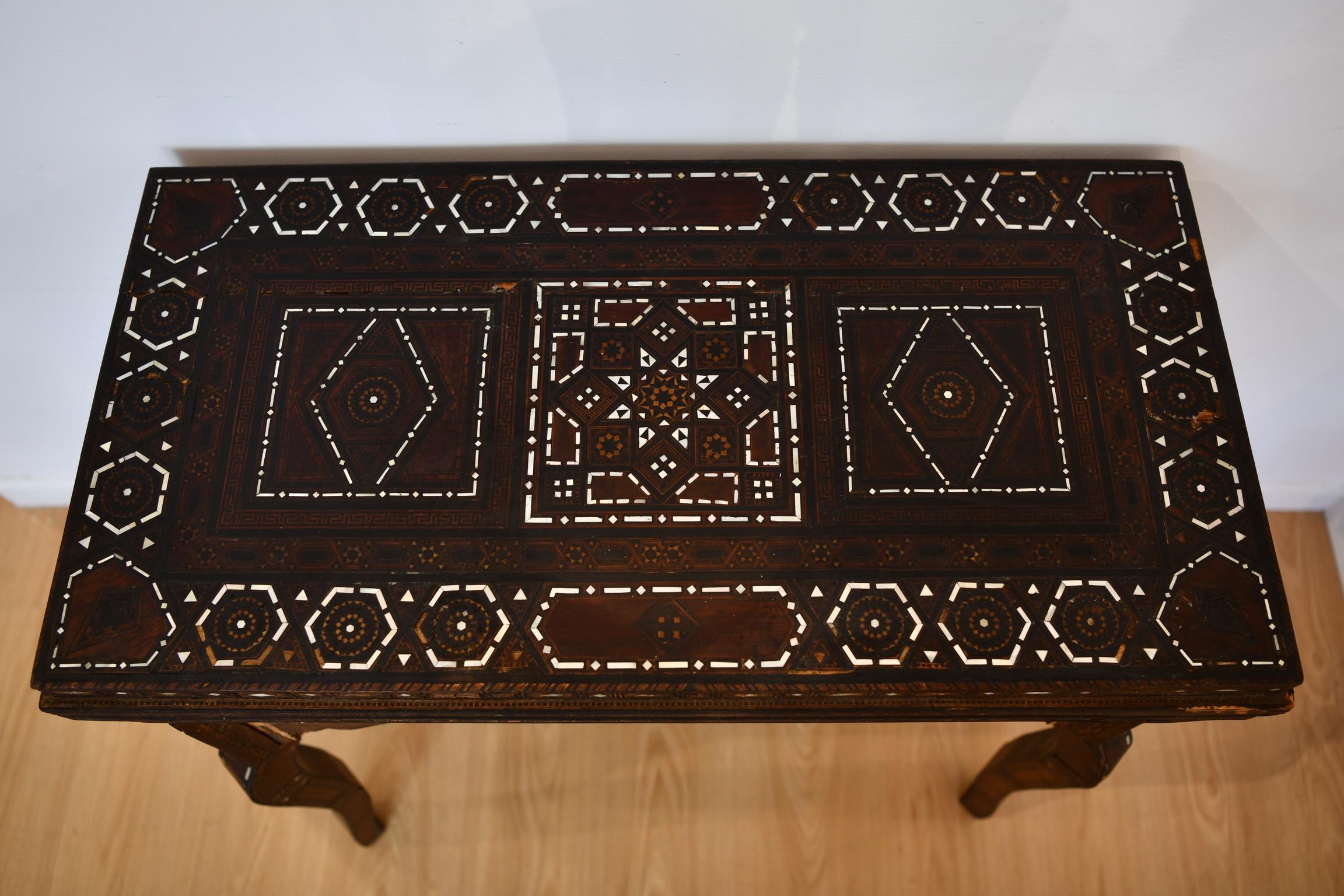 Moorish Mother of Pearl Games Table For Sale 6