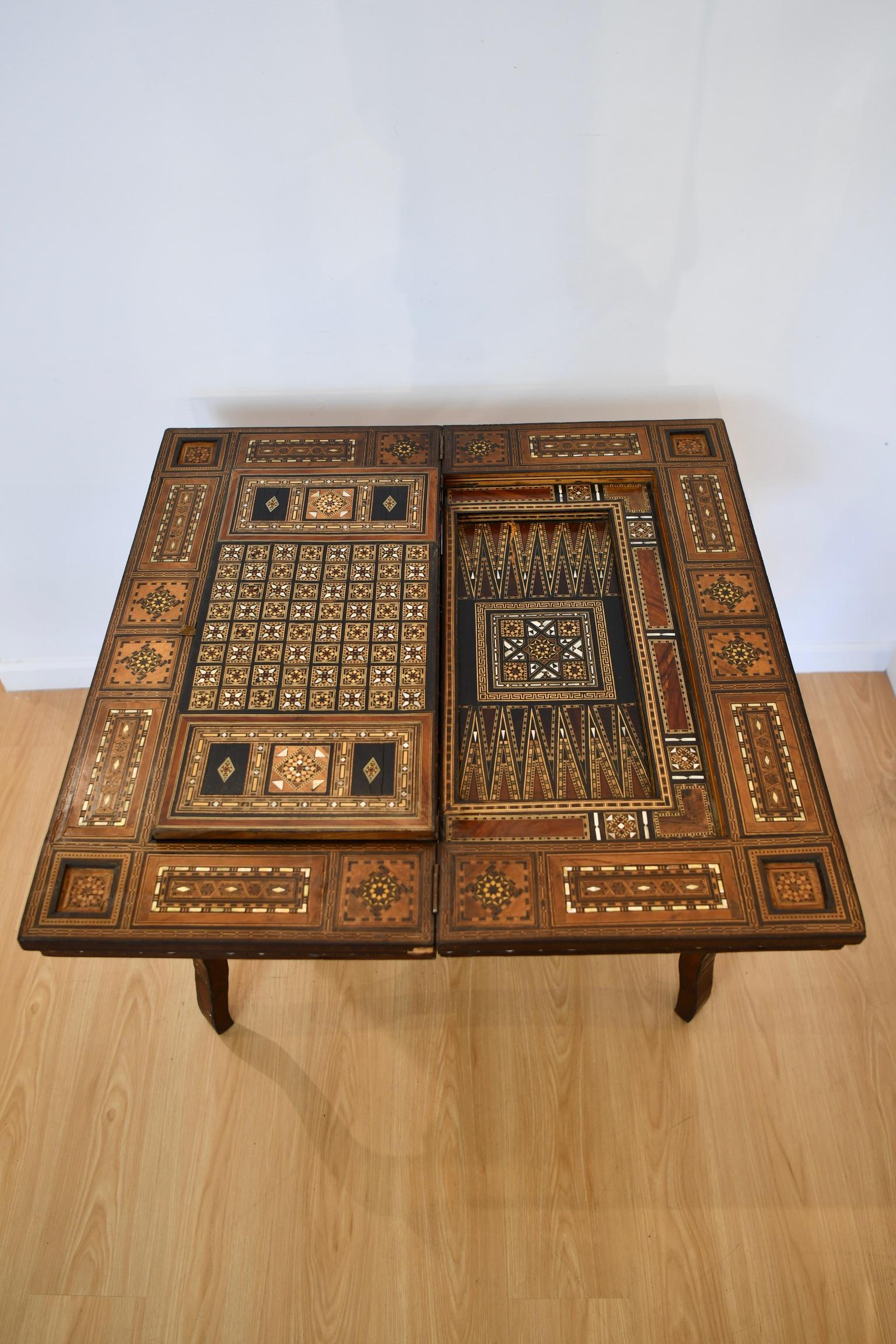Moorish Mother of Pearl Games Table For Sale 14