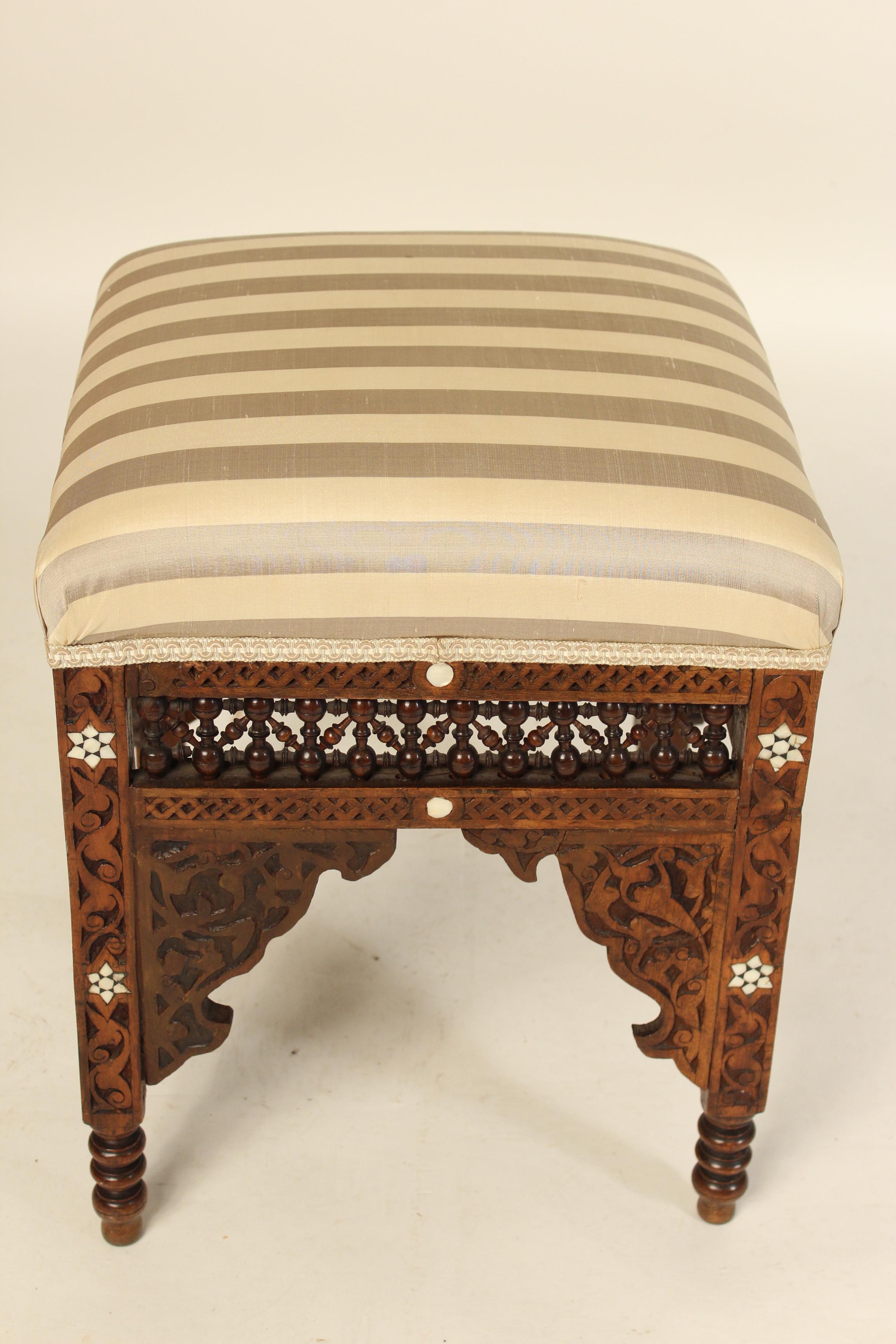 Moorish Mother of Pearl Inlaid Bench In Good Condition In Laguna Beach, CA