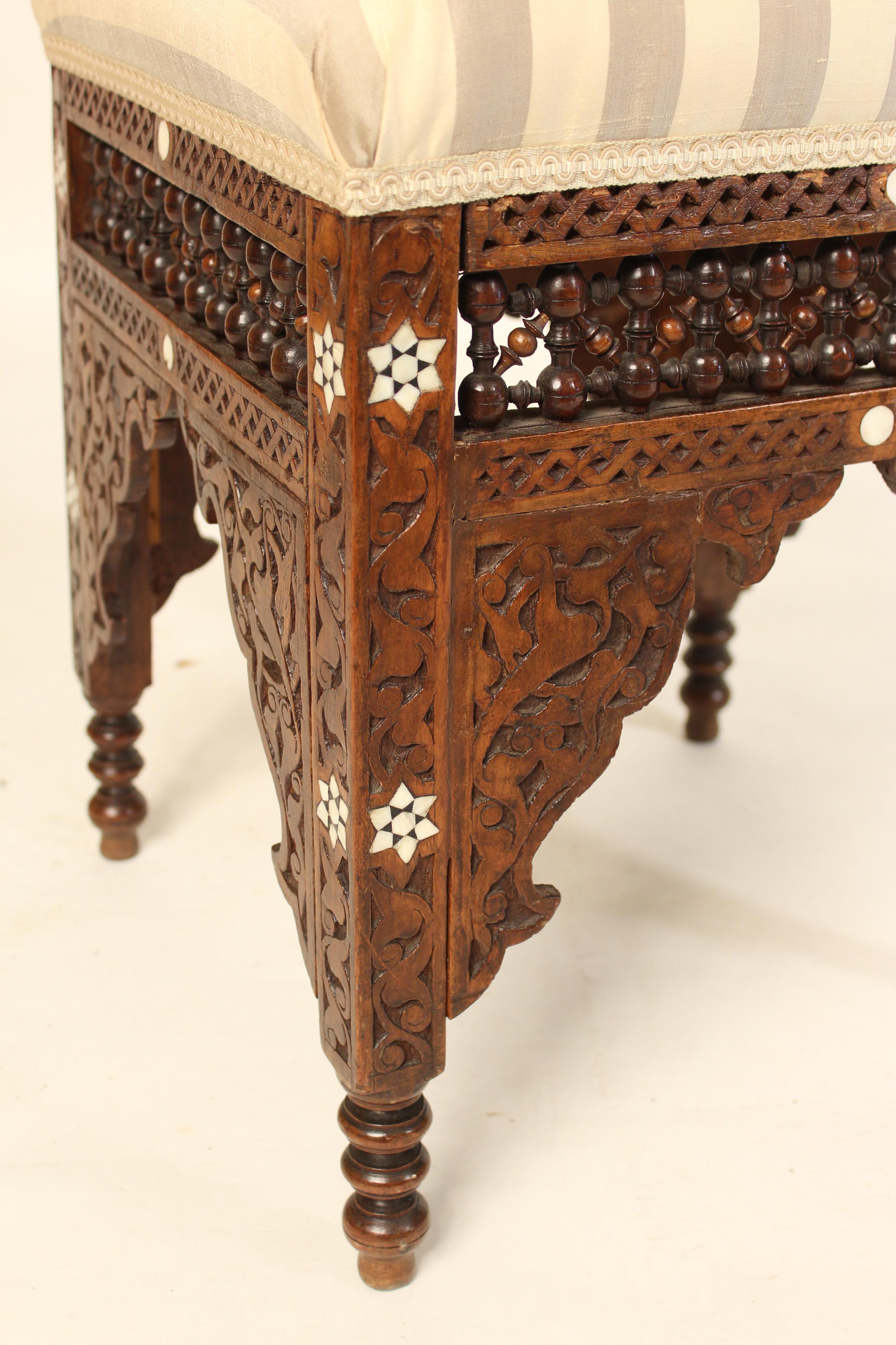 Early 20th Century Moorish Mother of Pearl Inlaid Bench